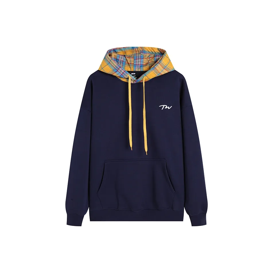 POPWAVE Sweatshirt Unisex Navy Blue Yellow Plaid Blouse