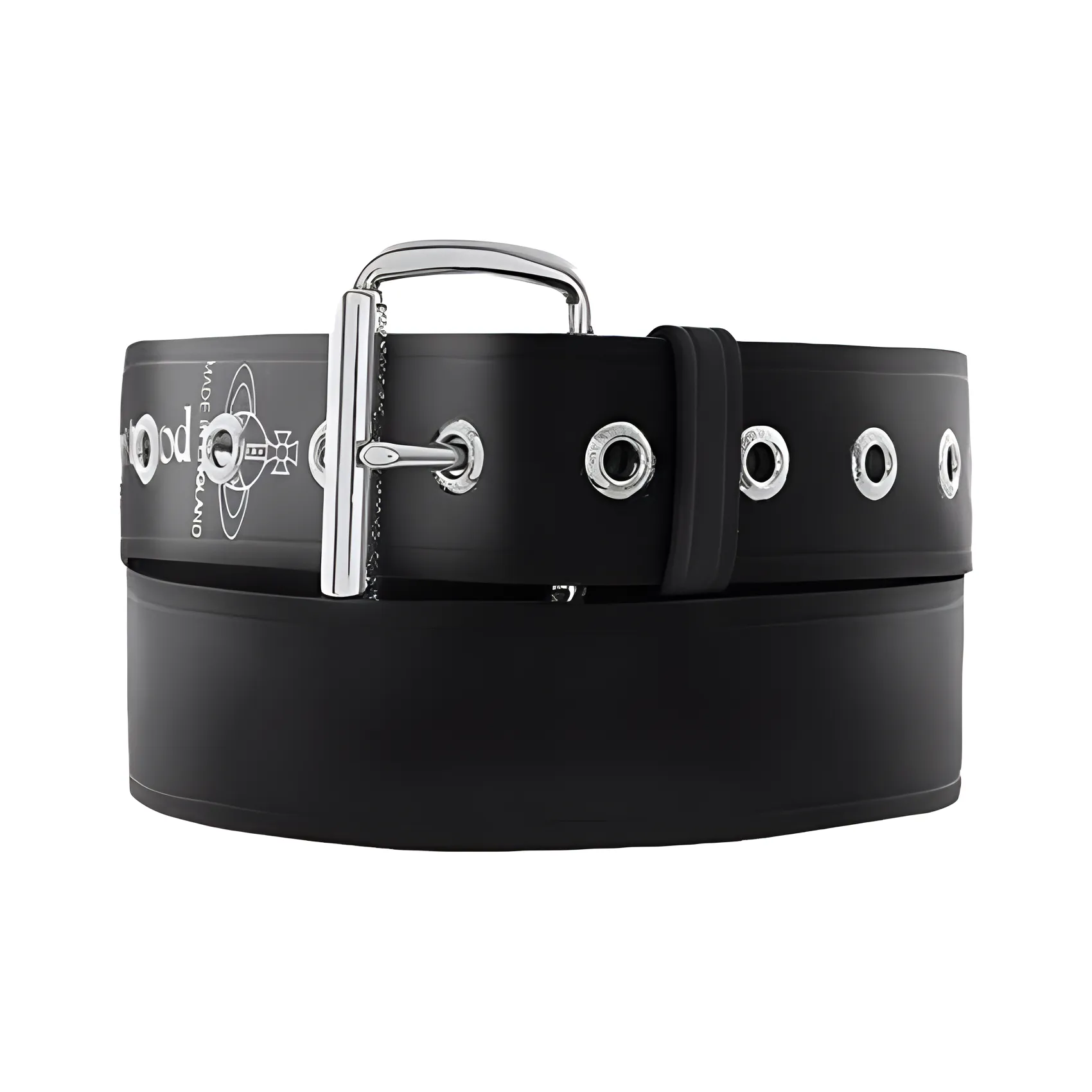Vivienne Westwood Letter Logo Pin Buckle Leather Belts Men's Black 4CM