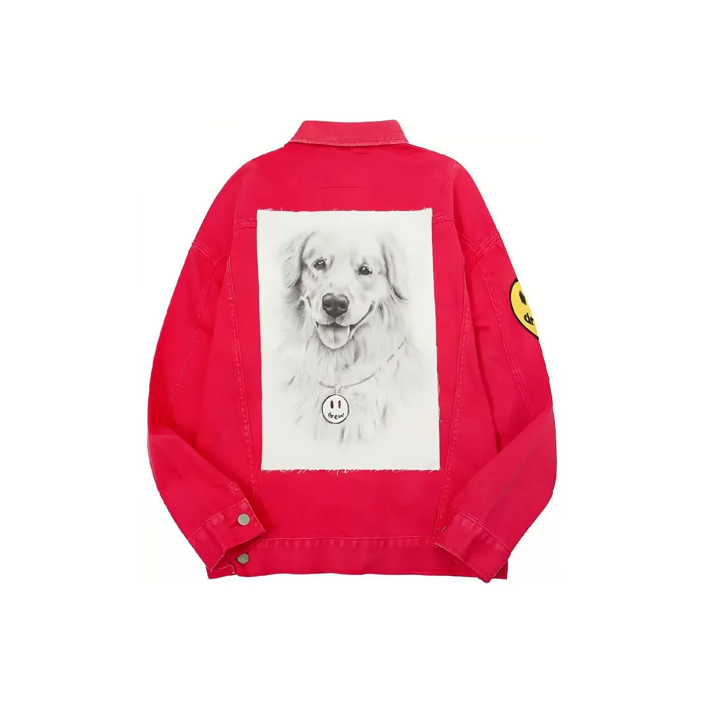 Drew House Smiley Collection Denim Jackets Unisex Red