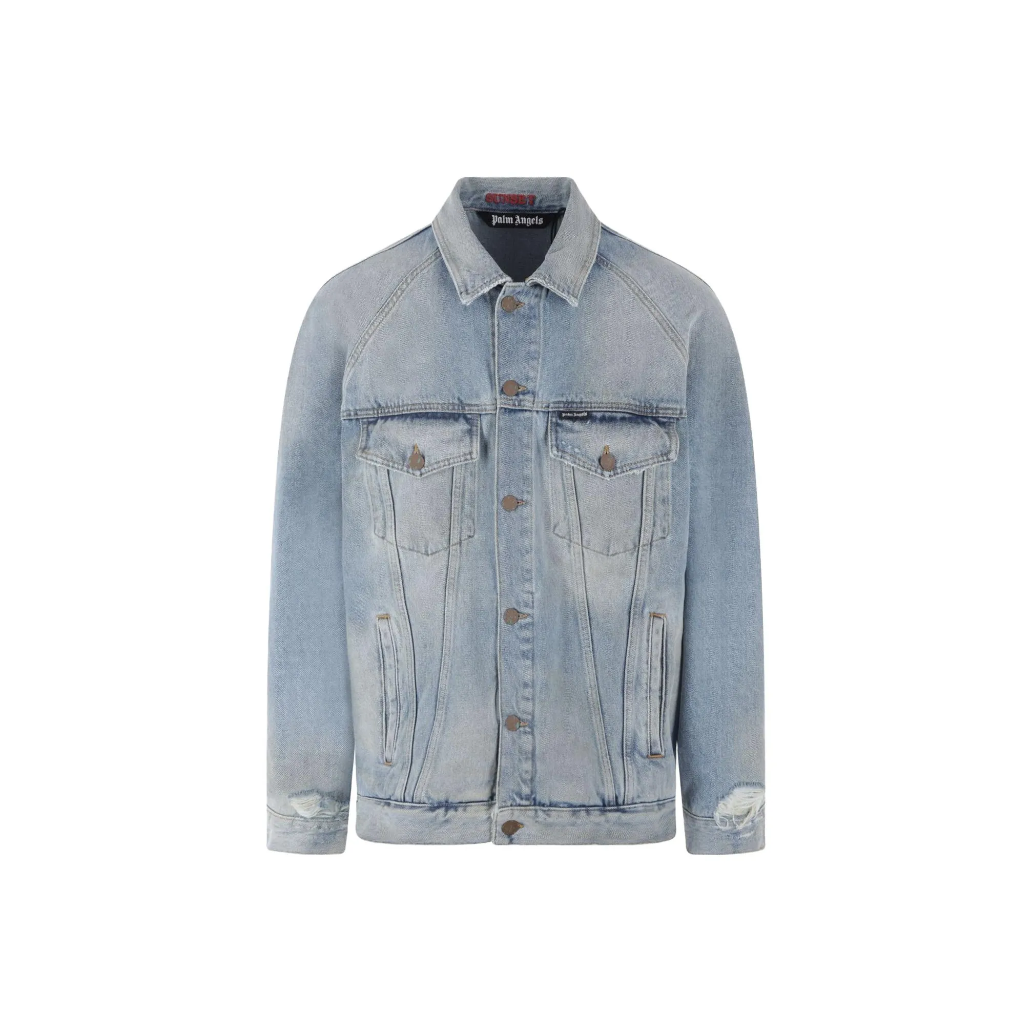PALM ANGELS Light Wash Sunset Loose Denim Jacket