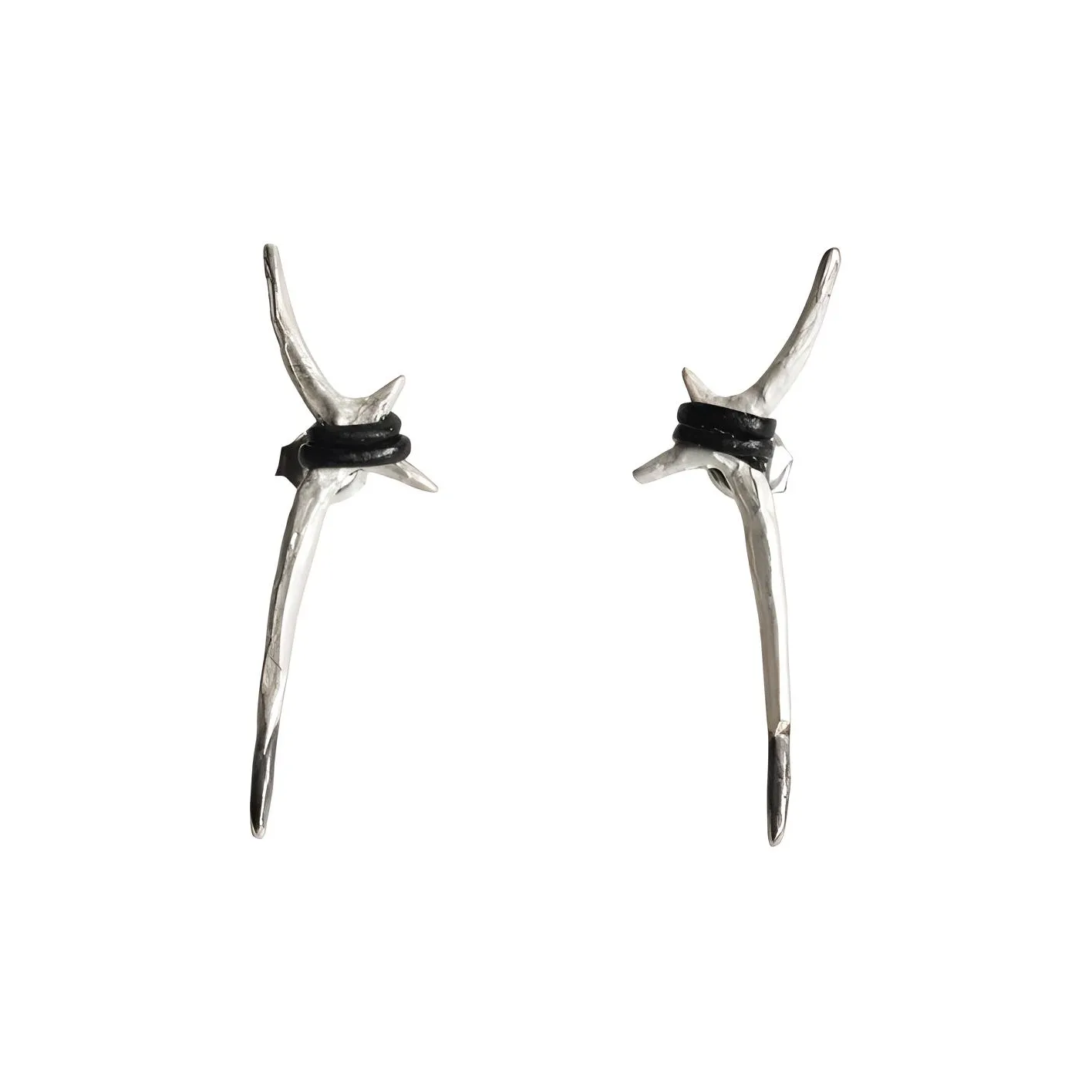 M.Wong 925 Sterling Silver Calfskin Braid Unique Small Stud Earrings Unisex