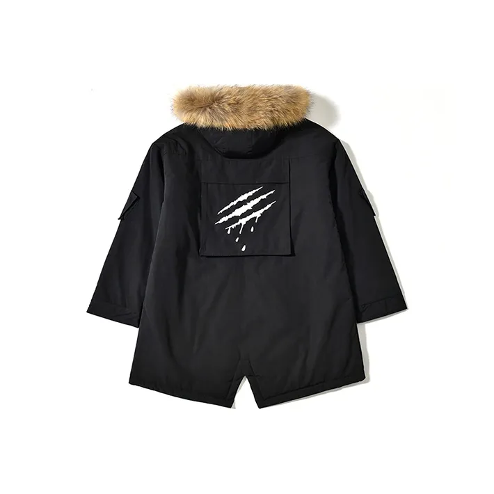 Suamoment Mid Length Parka Puffer Jacket Unisex Black