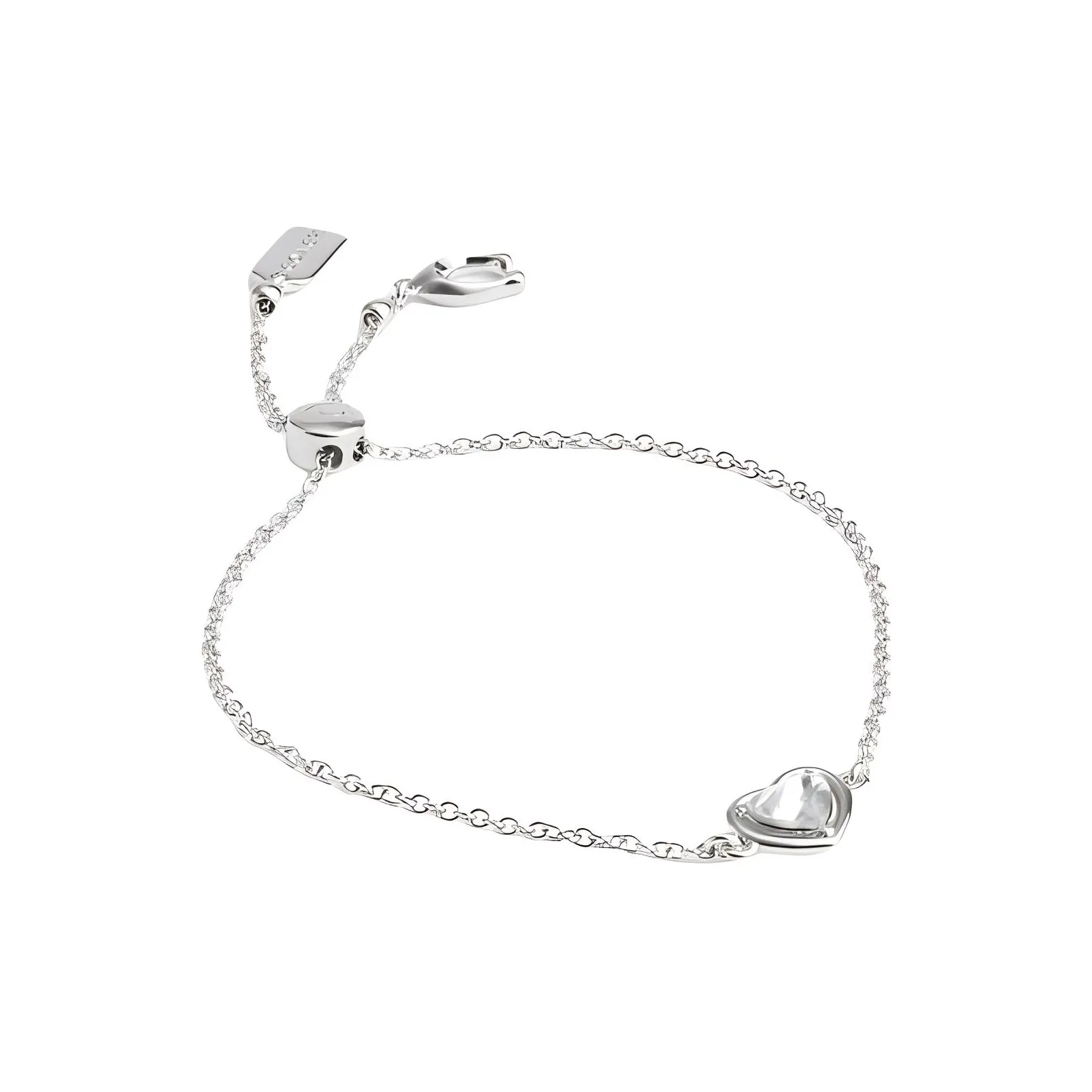 COACH Brass Plated, Glass, Cubic Zirconia Bracelets Women's Silver