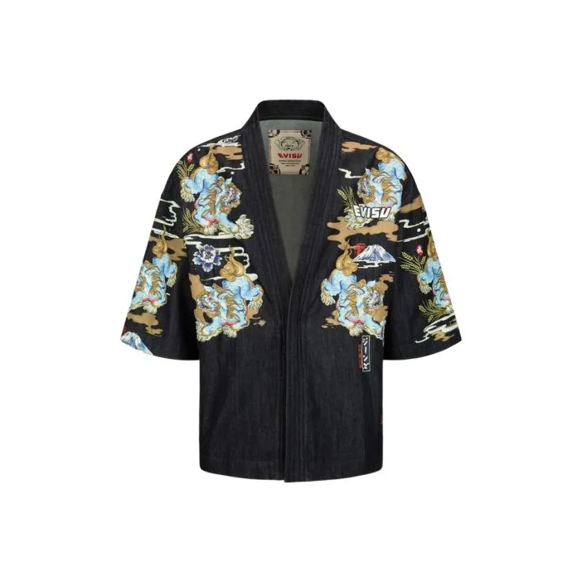 EVISU Komainu All Over Printed Denim Kimono 'Denim Blue'