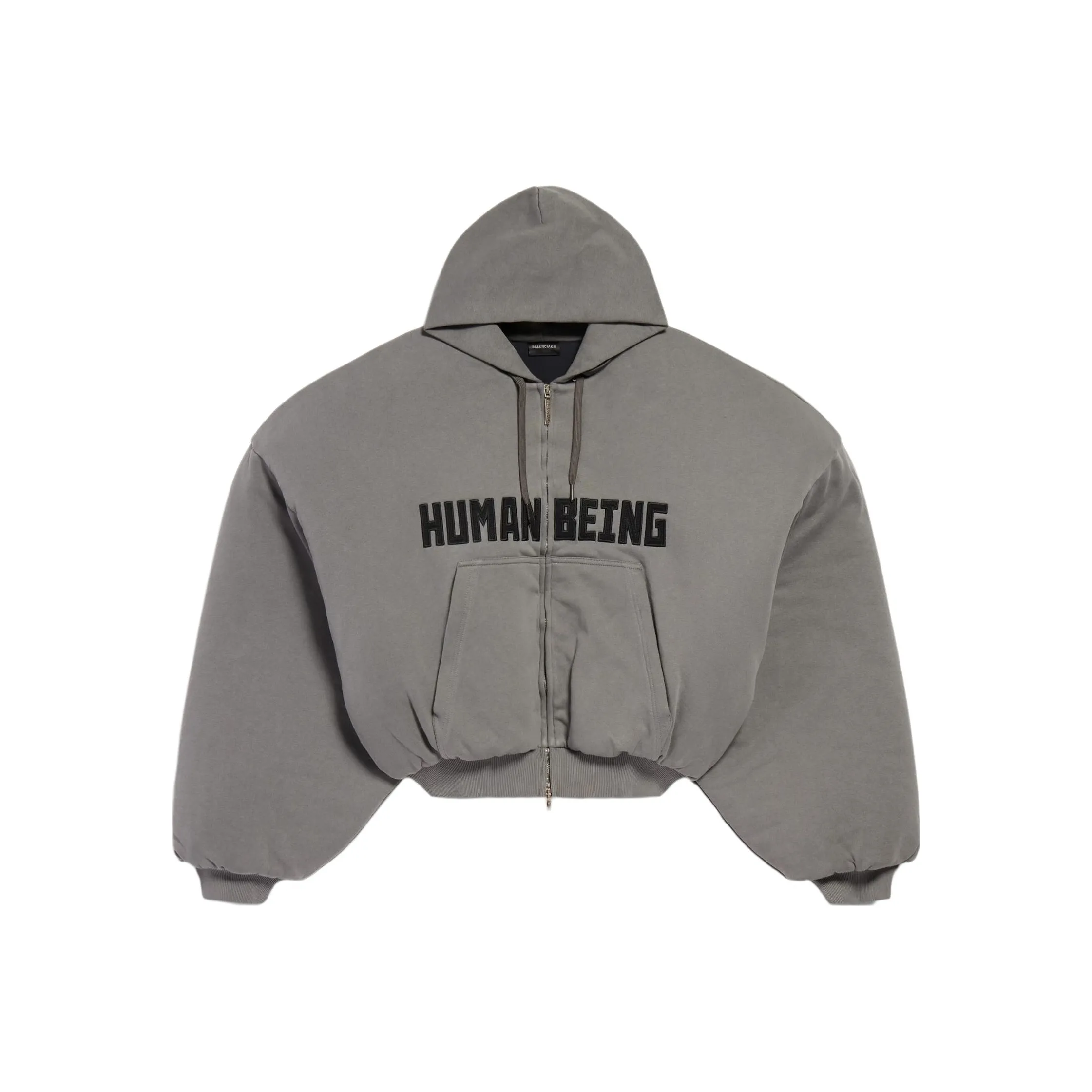 Balenciaga SS25 HUMAN BEING ROUND HOODIE Sweatshirt Loose Fit Men's Dark Gray