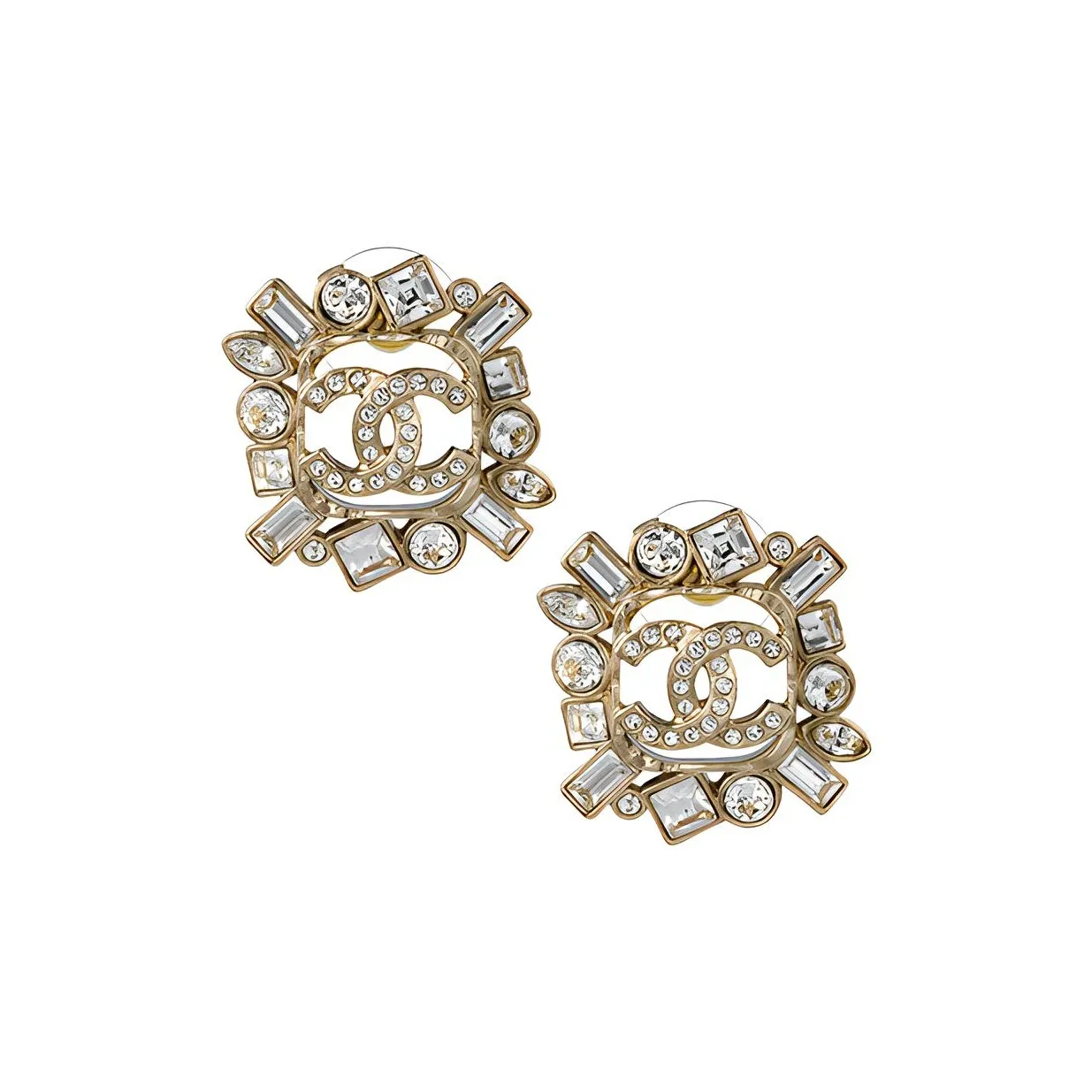 CHANEL Stud Earrings Women's Gold