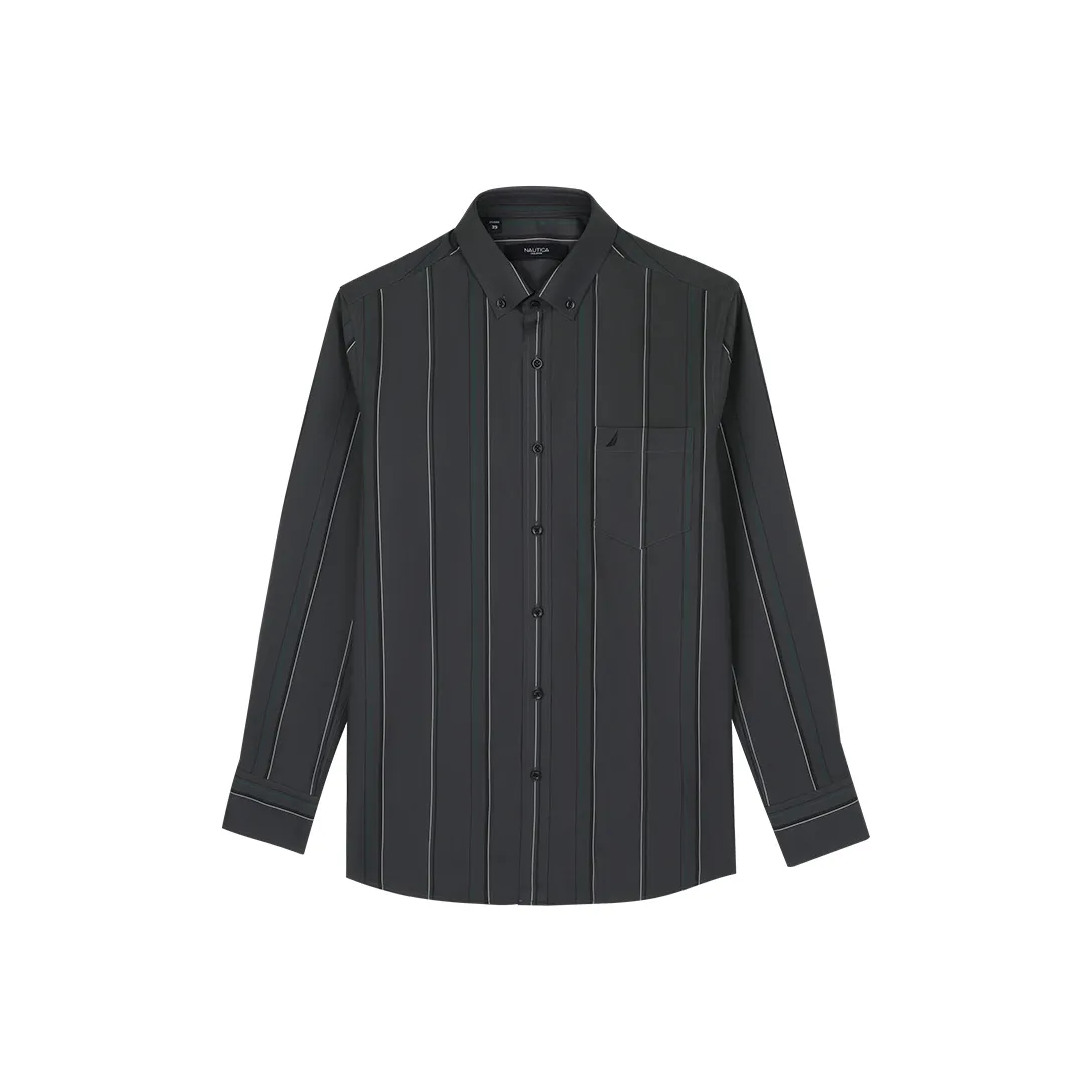 NAUTICA TAILORED Рубашка Мужская Серая с Синими Полосами