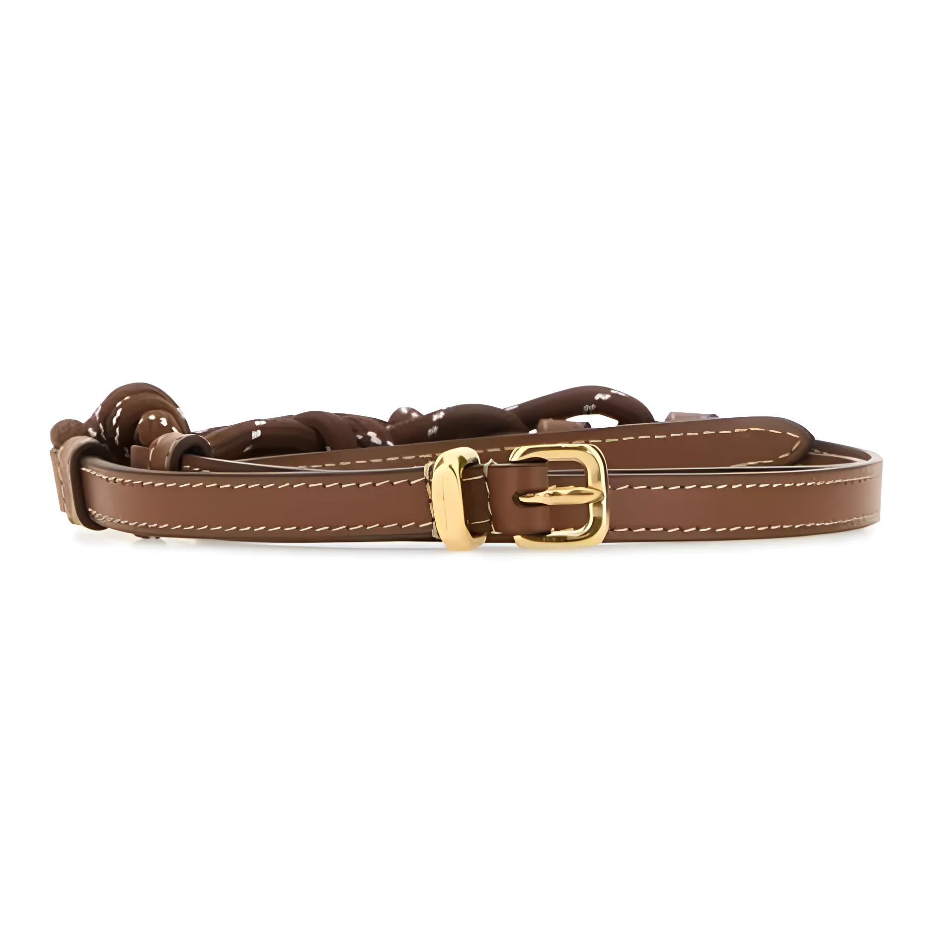 MIU MIU Logo Carving, Pin Buckle Leather Belts Women's Brown Width 1cm