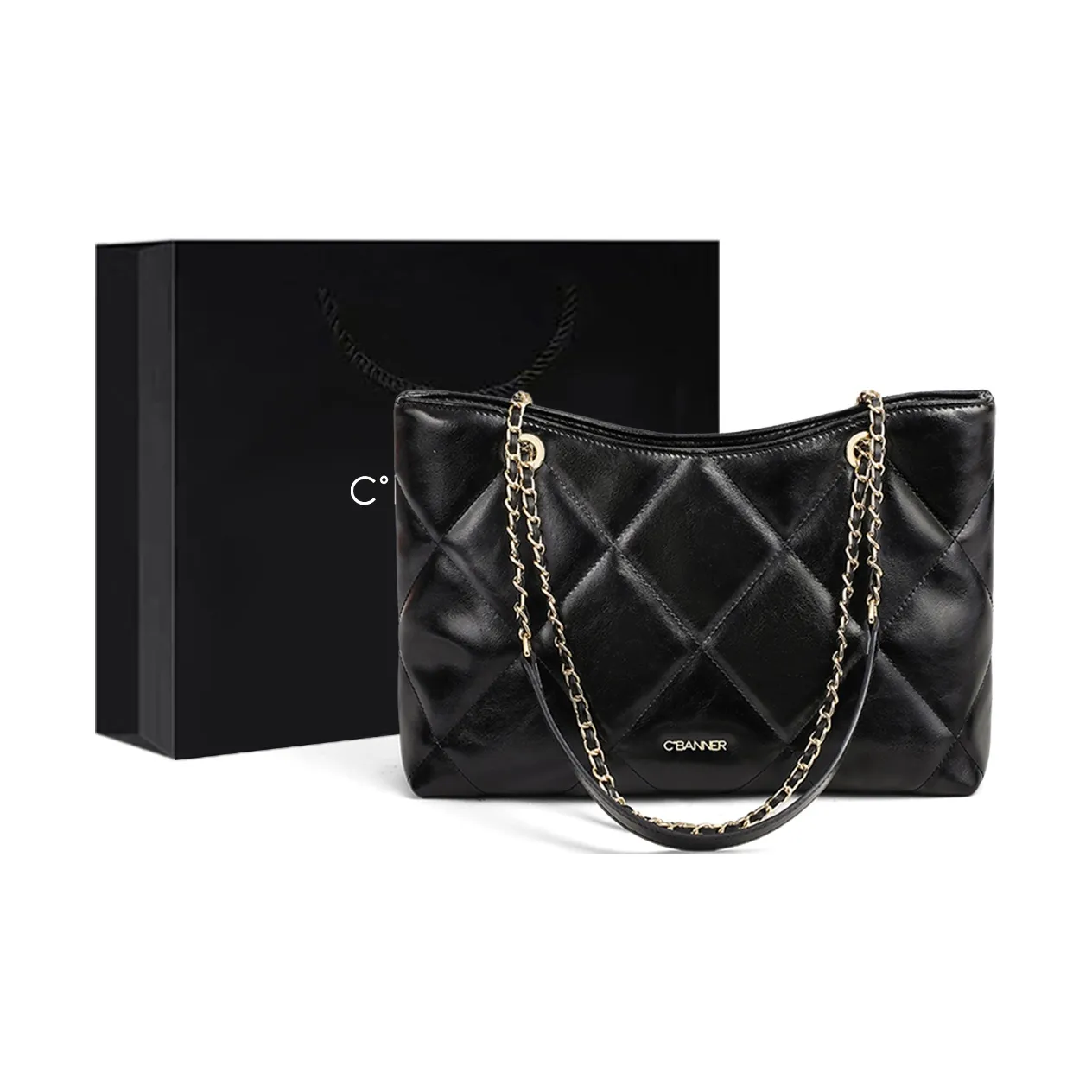 C°BANNER Коровья кожа Сумка через плечо Средняя Женская Черная