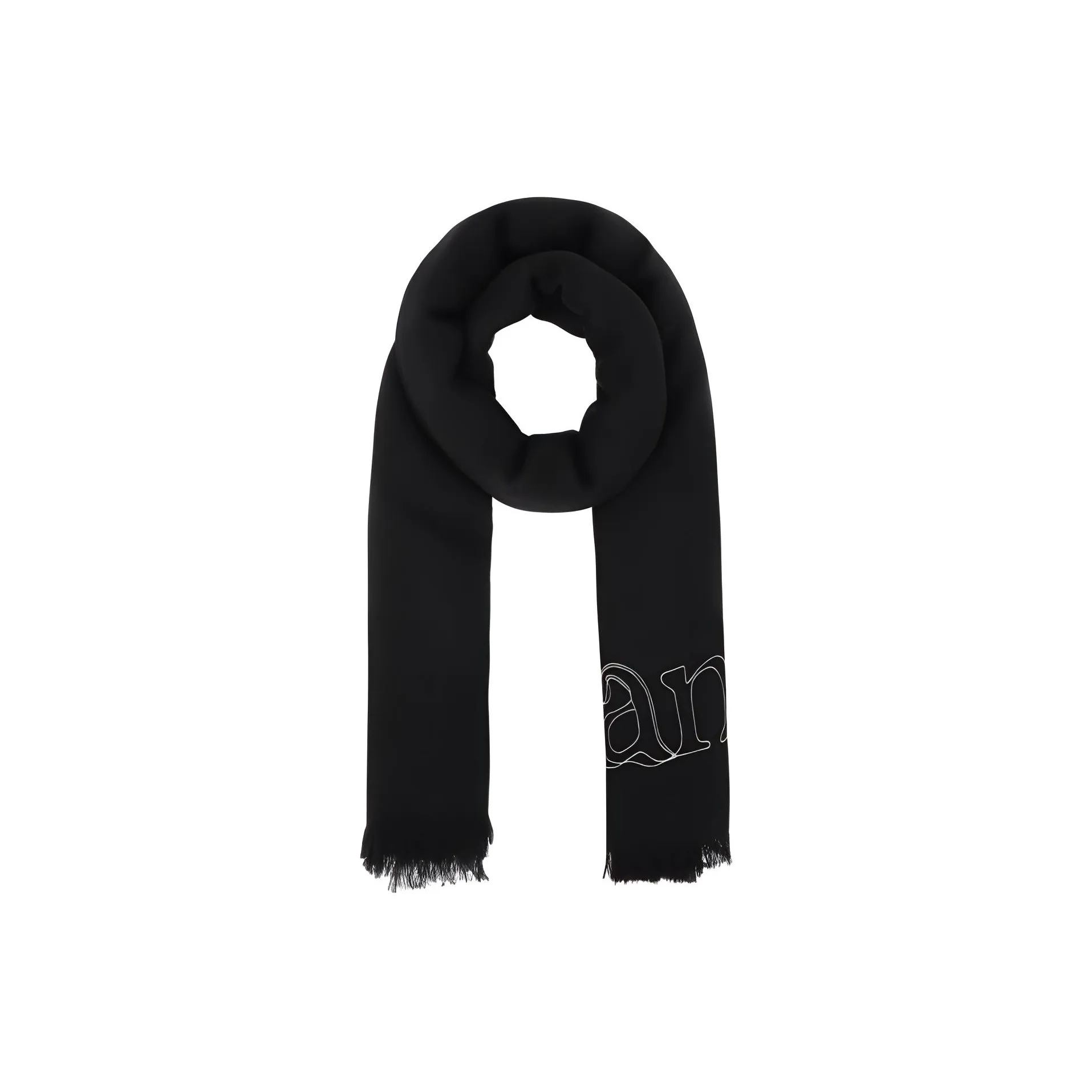 Alexander McQueen Logo Embroidered Frayed Scarf