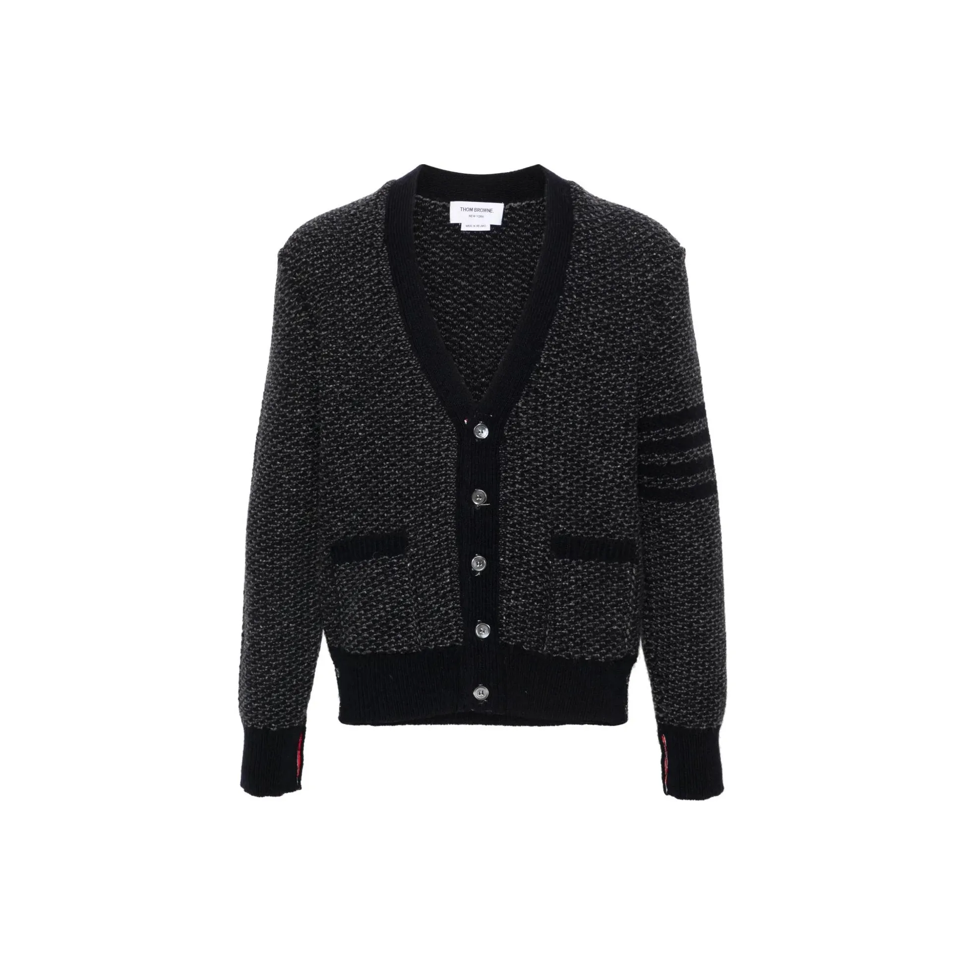 THOM BROWNE 4 Bar Textured knit Cardigan