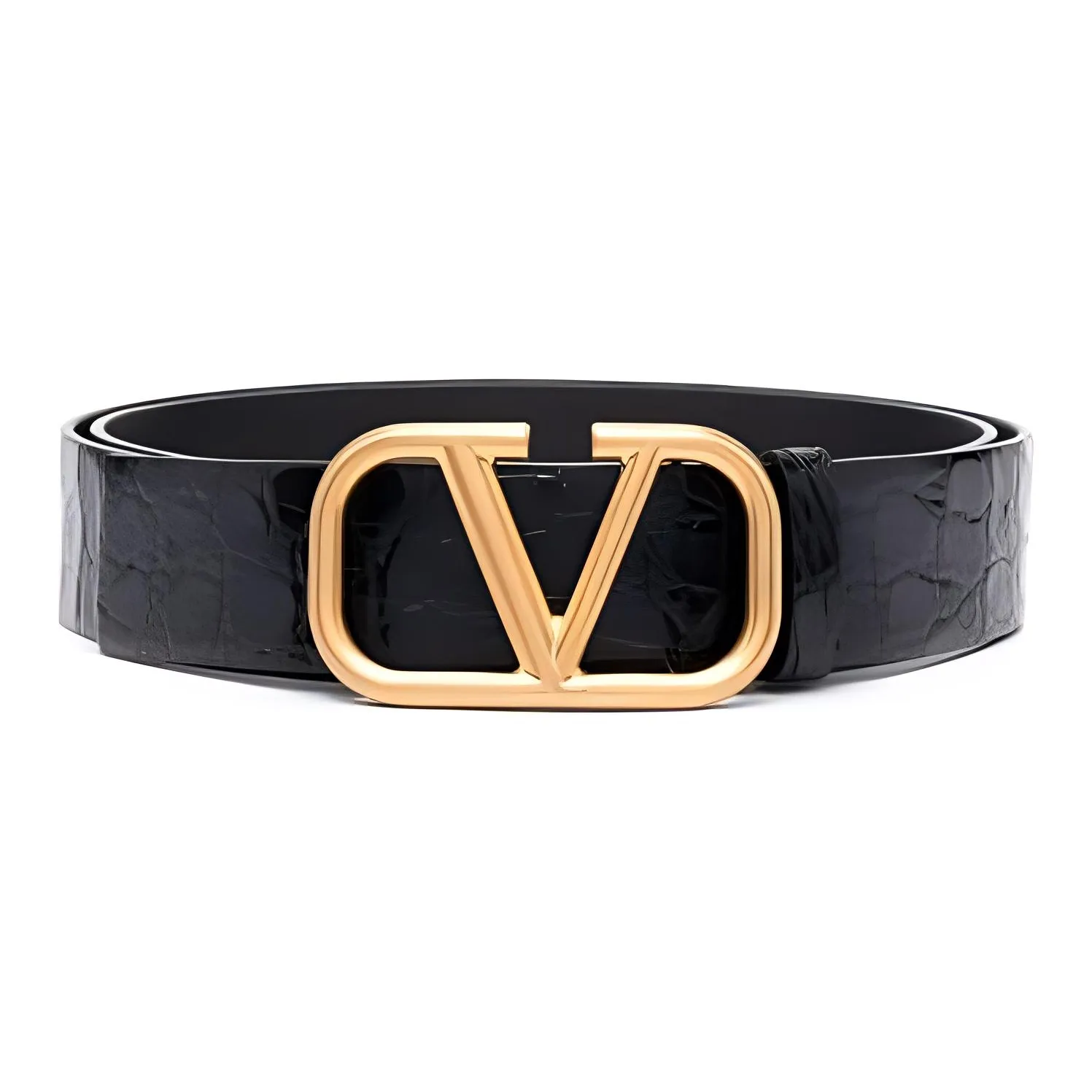 Valentino Calfskin, Snake Skin, Metal Leather Belts Women's Black  