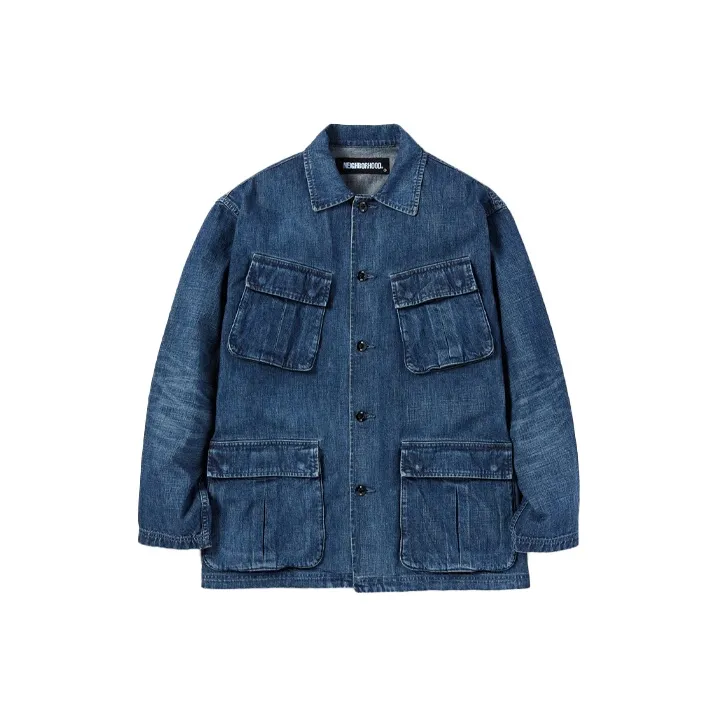 NEIGHBORHOOD совместный бренд Синий Мужской Джинсовые куртки