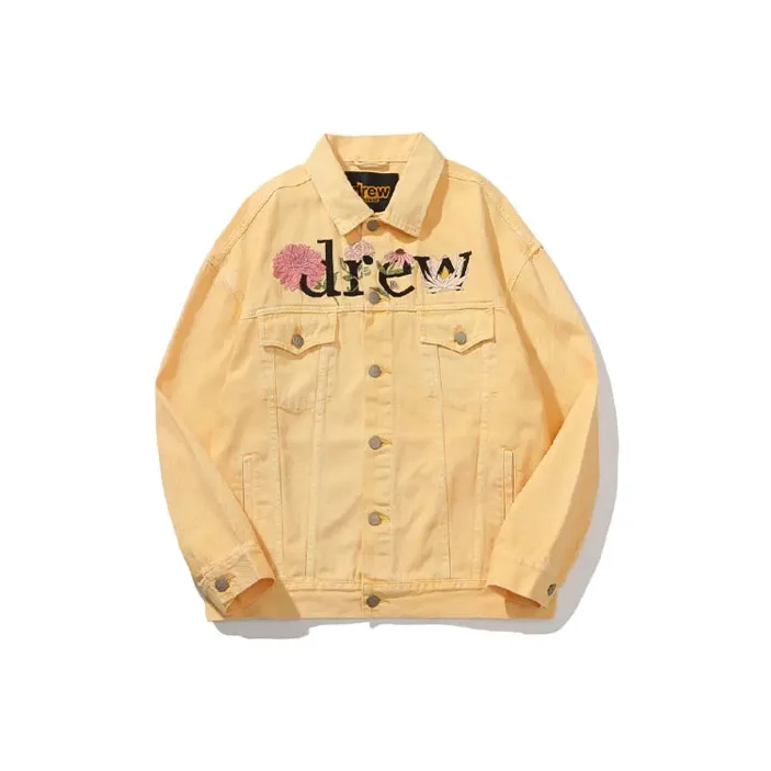 Drew House Letter Logo Series Желтая унисекс джинсовая куртка