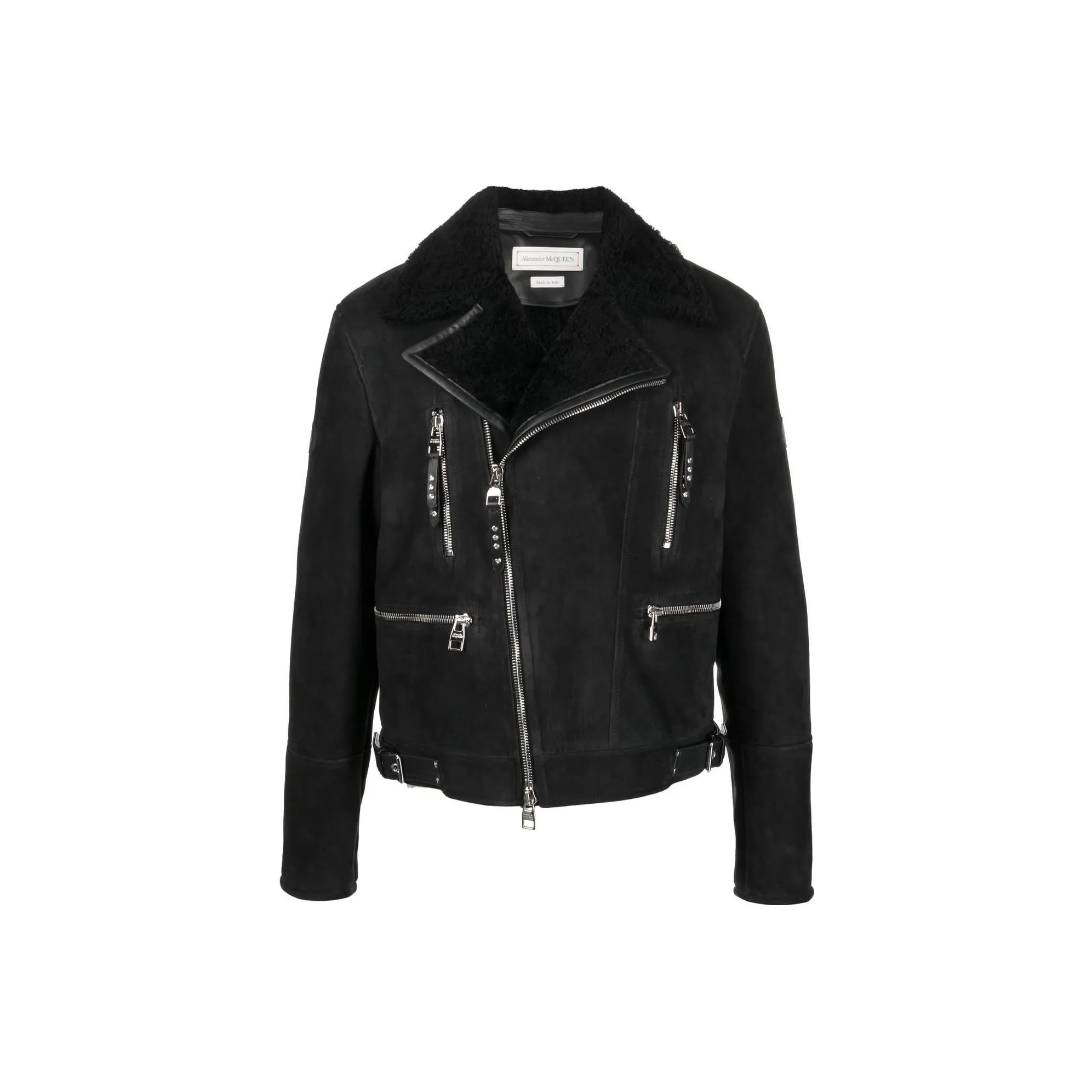 Alexander McQueen Logo-patch Shearling Biker Jacket