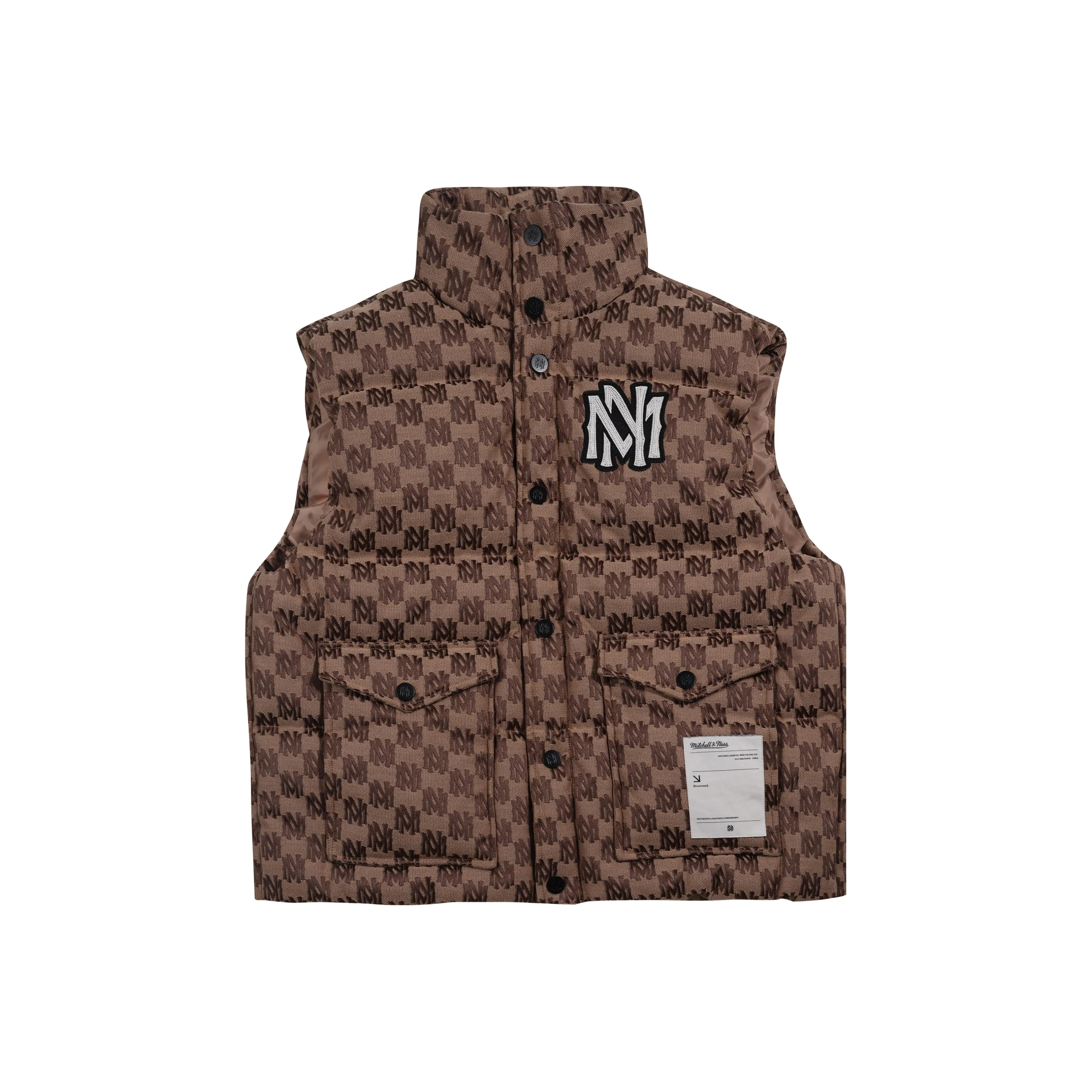 Mitchell Ness Down Vest Unisex Brown