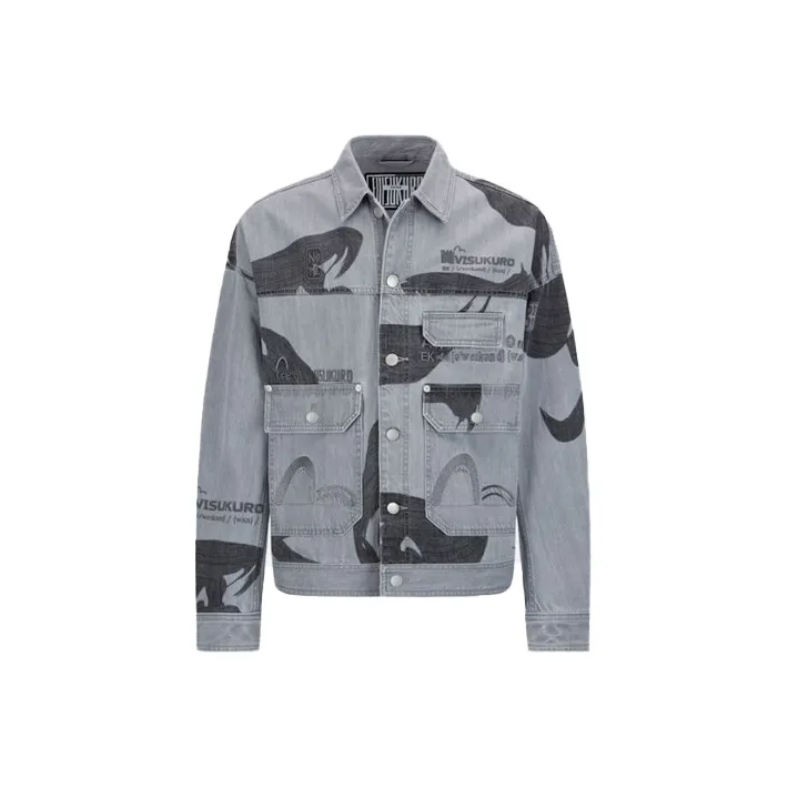EVISU Denim Jackets Men's Gray