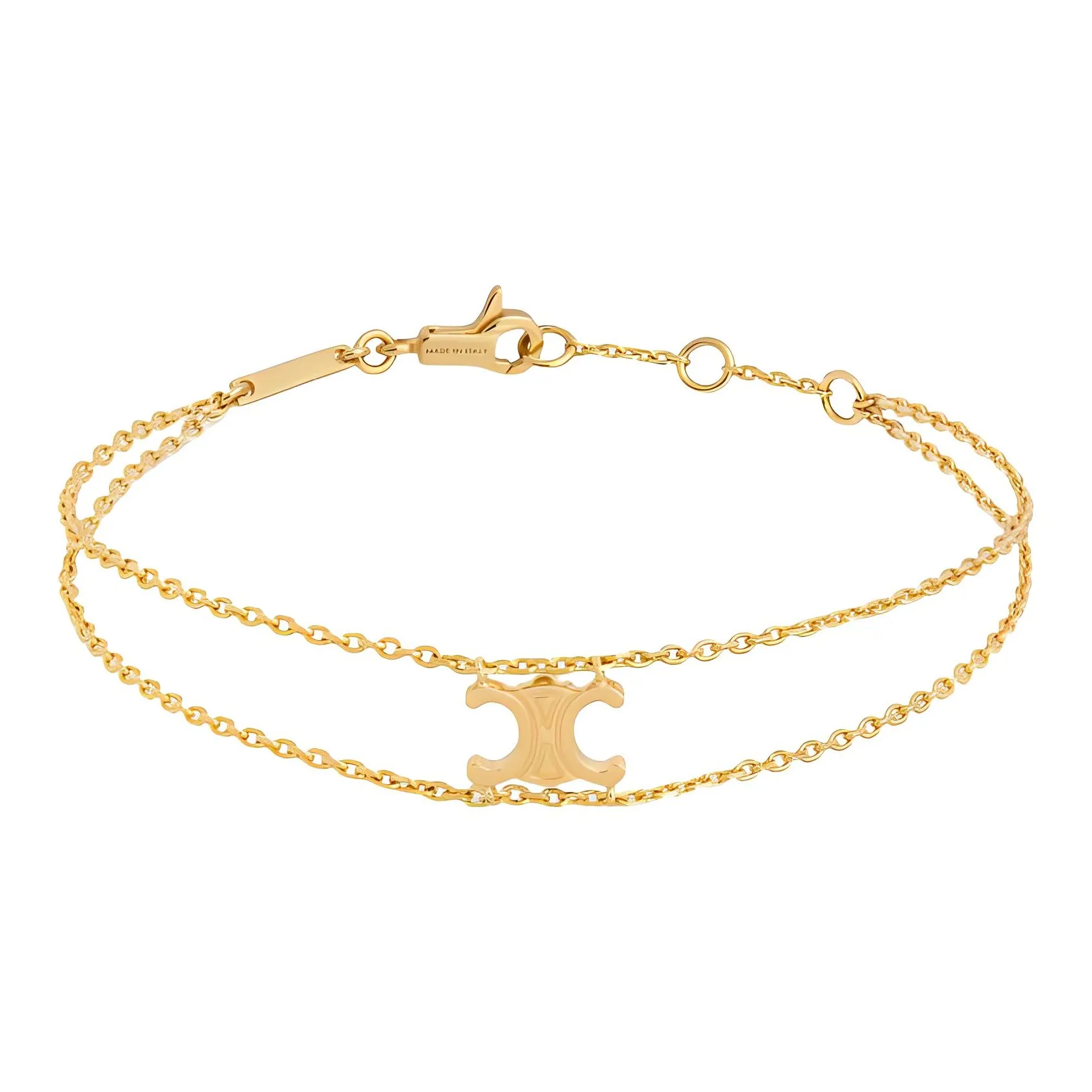celine Hedi Triomphe Suspended Bracelet In Brass With Gold Finish