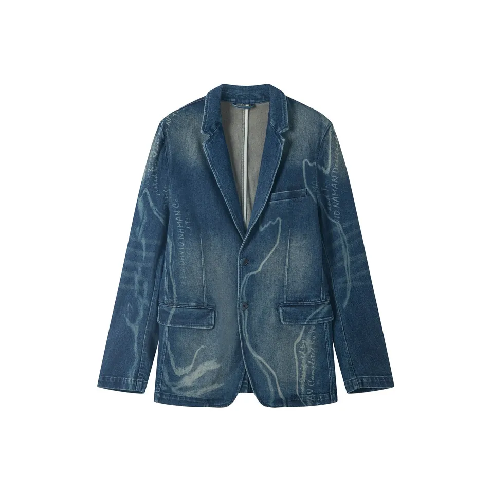 DAVID NAMAN Business Suits Men's Denim Blue