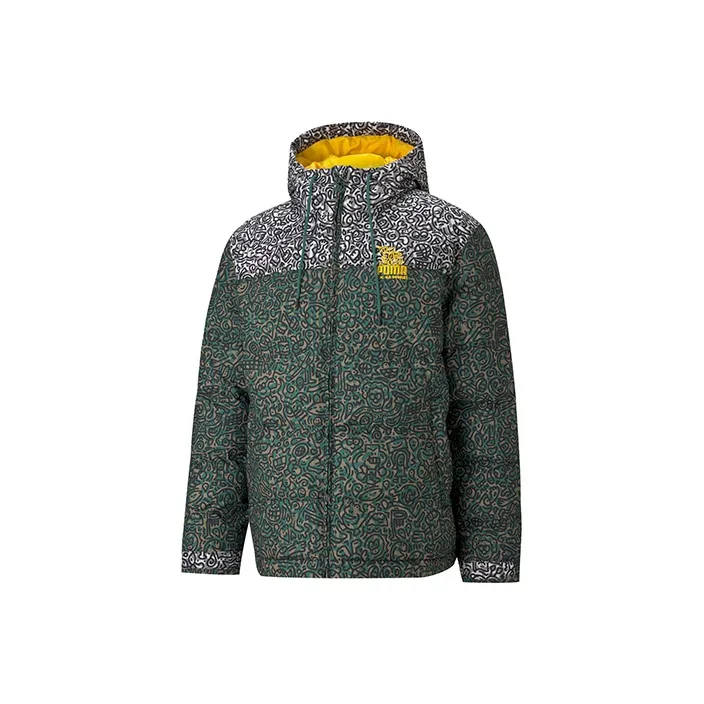 PUMA Хлопковый пуховик зимний мужской зеленый