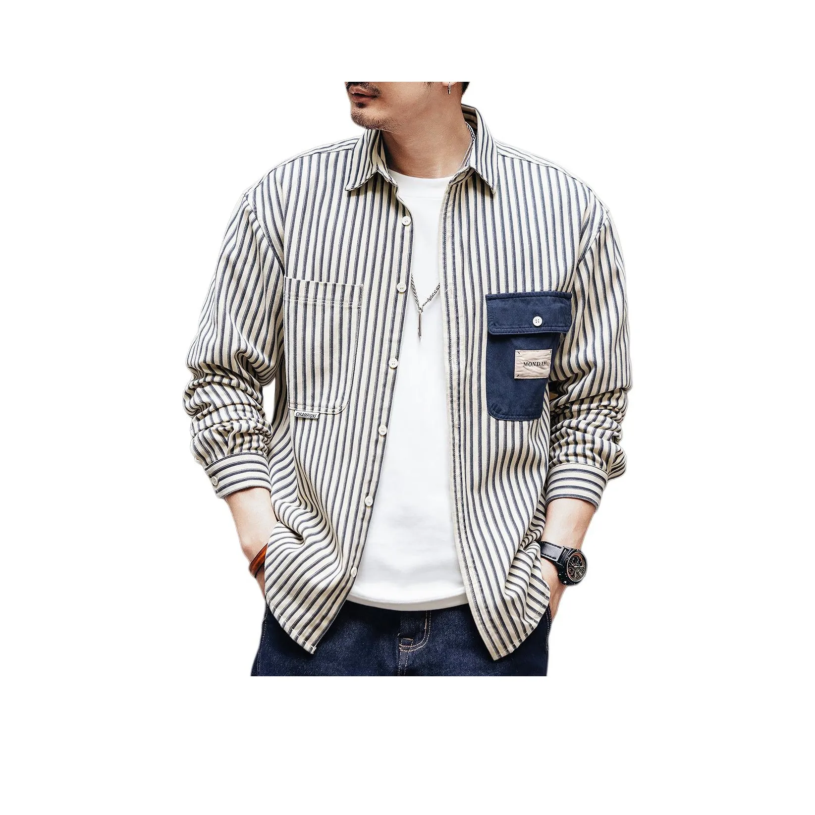 GELANLU Летняя рубашка свободный крой унисекс