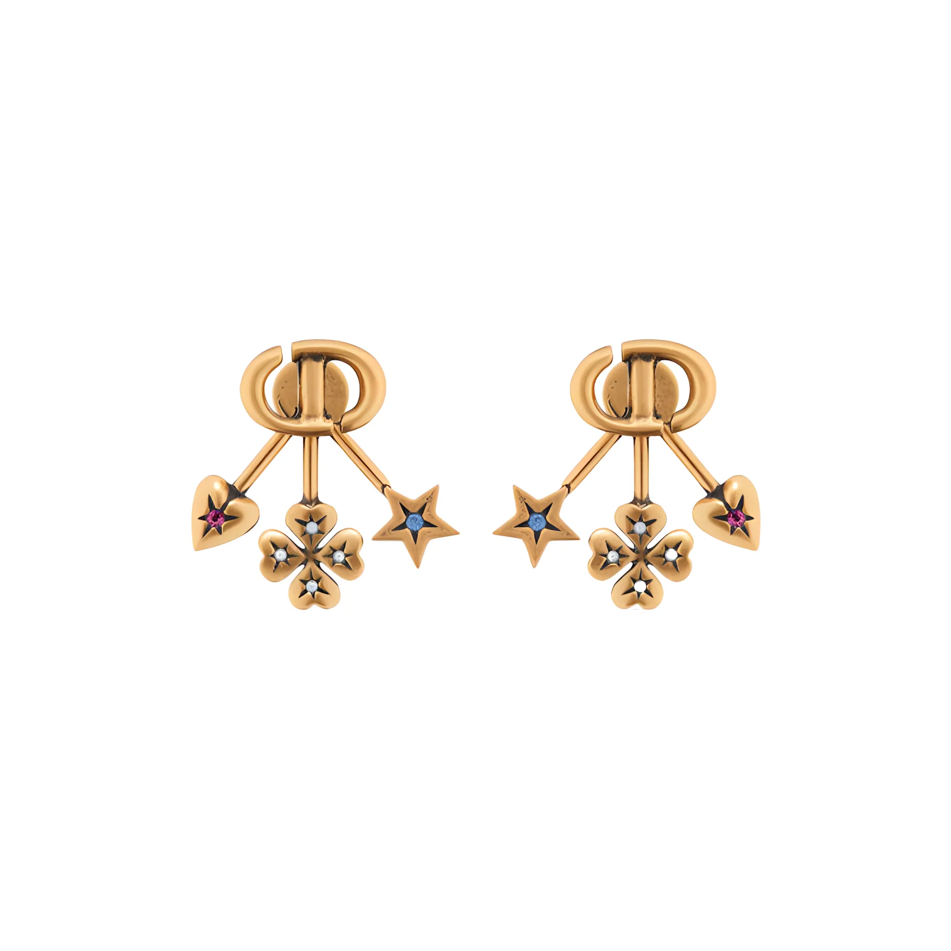 DIOR Metal Stud Earrings Women's Gold