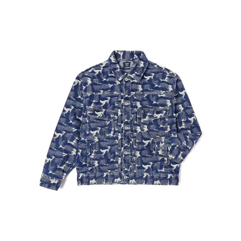 Мужская джинсовая куртка Lee co-branded модель, средне-темно-синий цвет