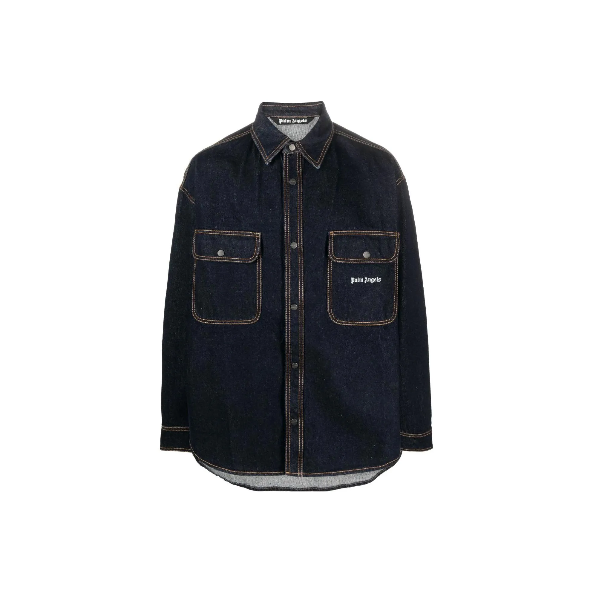 PALM ANGELS Logo Embroidered Denim Shirt