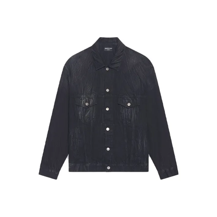 Balenciaga Paris Oversized Denim Jacket 'Black'