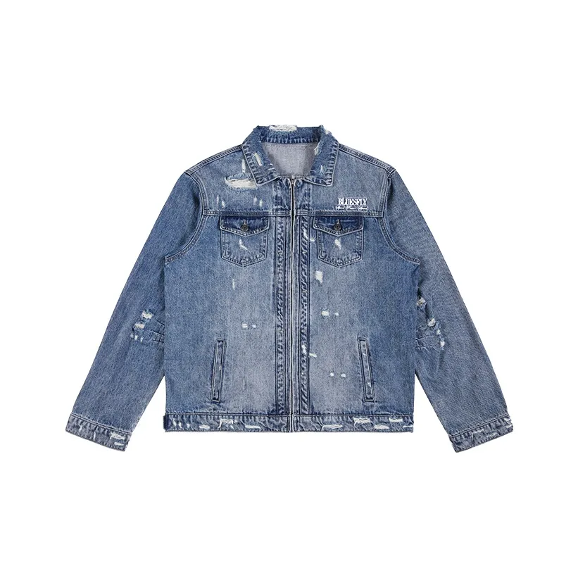 BLUESFLY Loose Fit Denim Jacket Unisex Light Blue