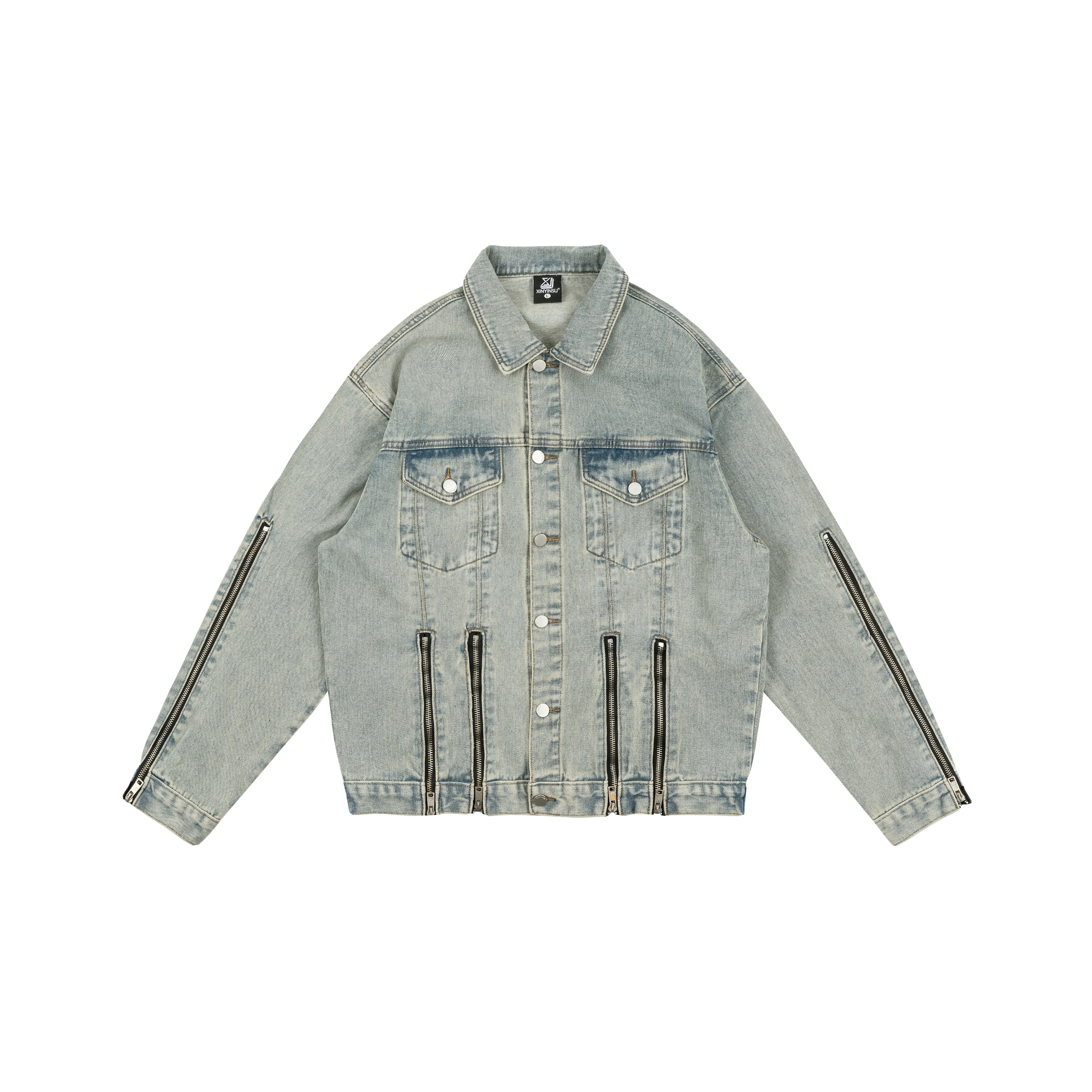 XINYINSU Деним Куртка Унисекс Желтый Грязь