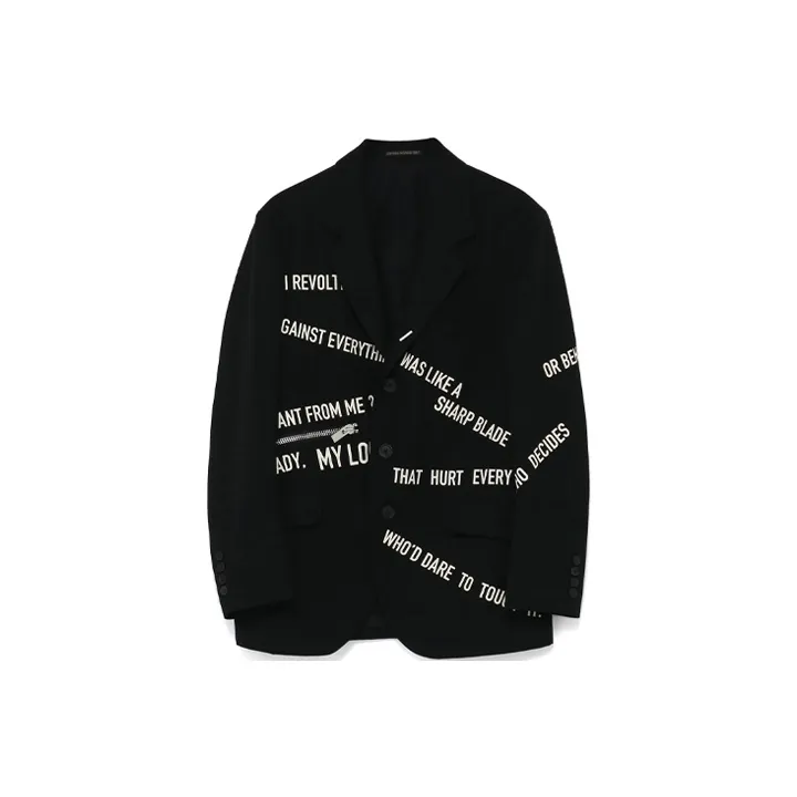 Yohji Yamamoto Slogan-pattern Lambswool Blazer
