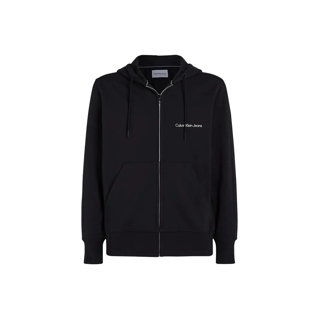CALVIN KLEIN Cotton Terry Zip Up LTH Jackets & Coats Men's Black