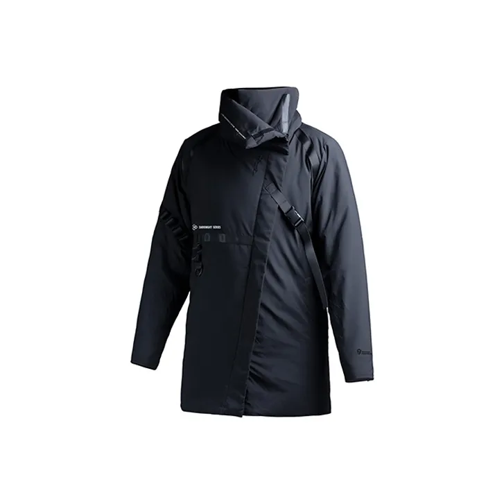 Monster Guardians Буква Воротник-стойка Свободный крой Утолщенный MID Длина Пуховая куртка Мужской RESOLUTE Черный