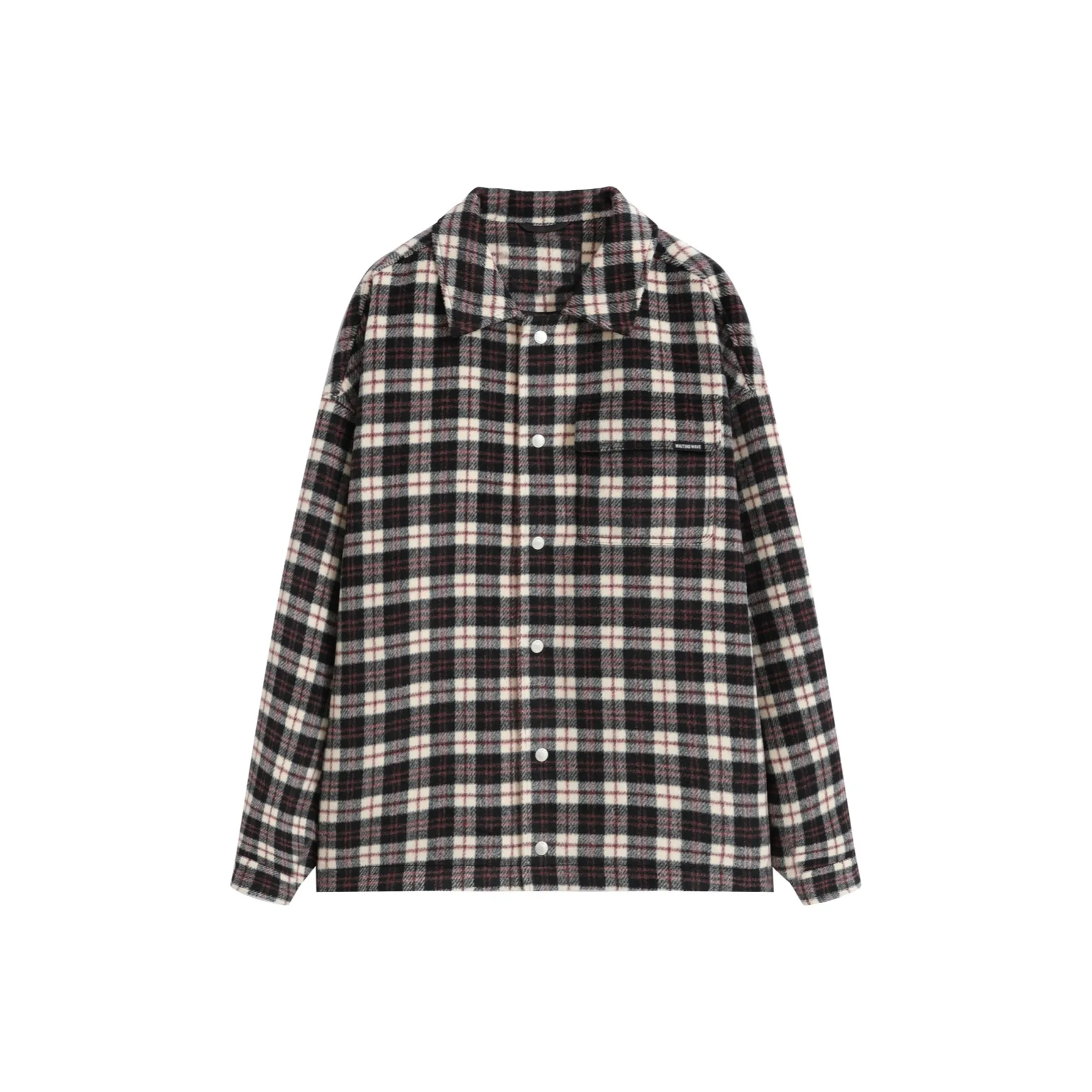 WAITINGWAVE Jackets & Coats Unisex Black Red Plaid