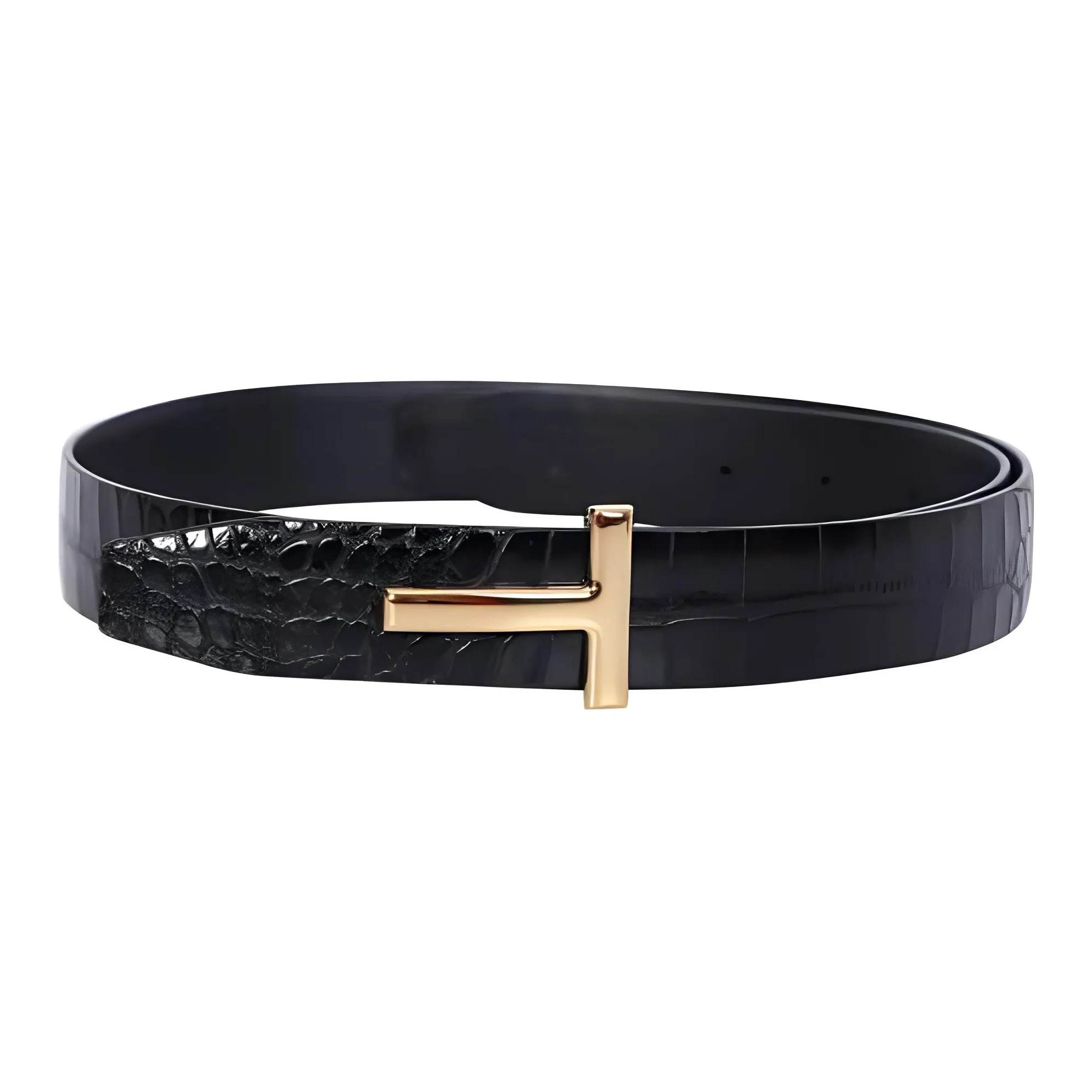 TOM FORD Logo Buckled Embossed Reversible Belt