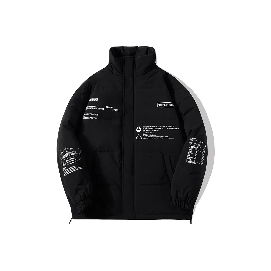 ROCAWEAR Буква Воротник-стойка Свободный крой Утолщенный Пух Унисекс