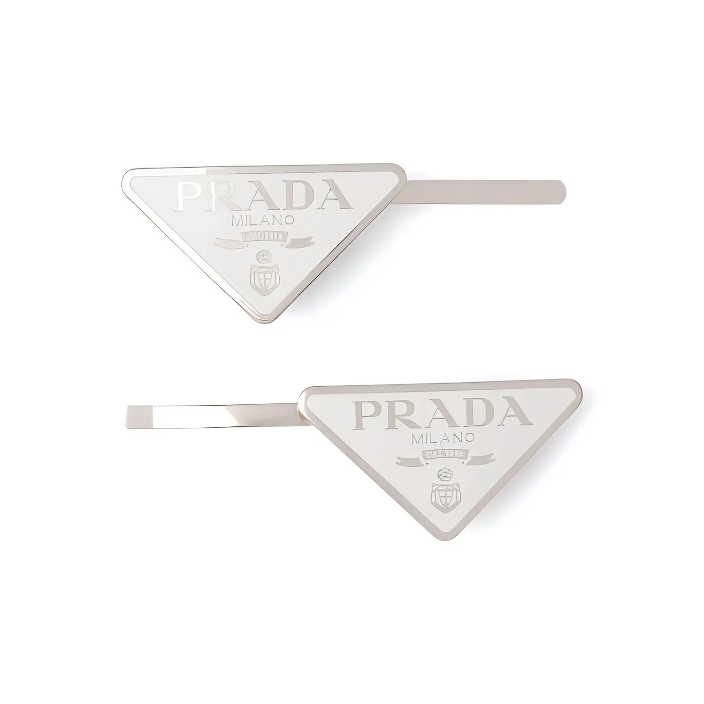 PRADA Triangle logo Hair Clips Set Of Two