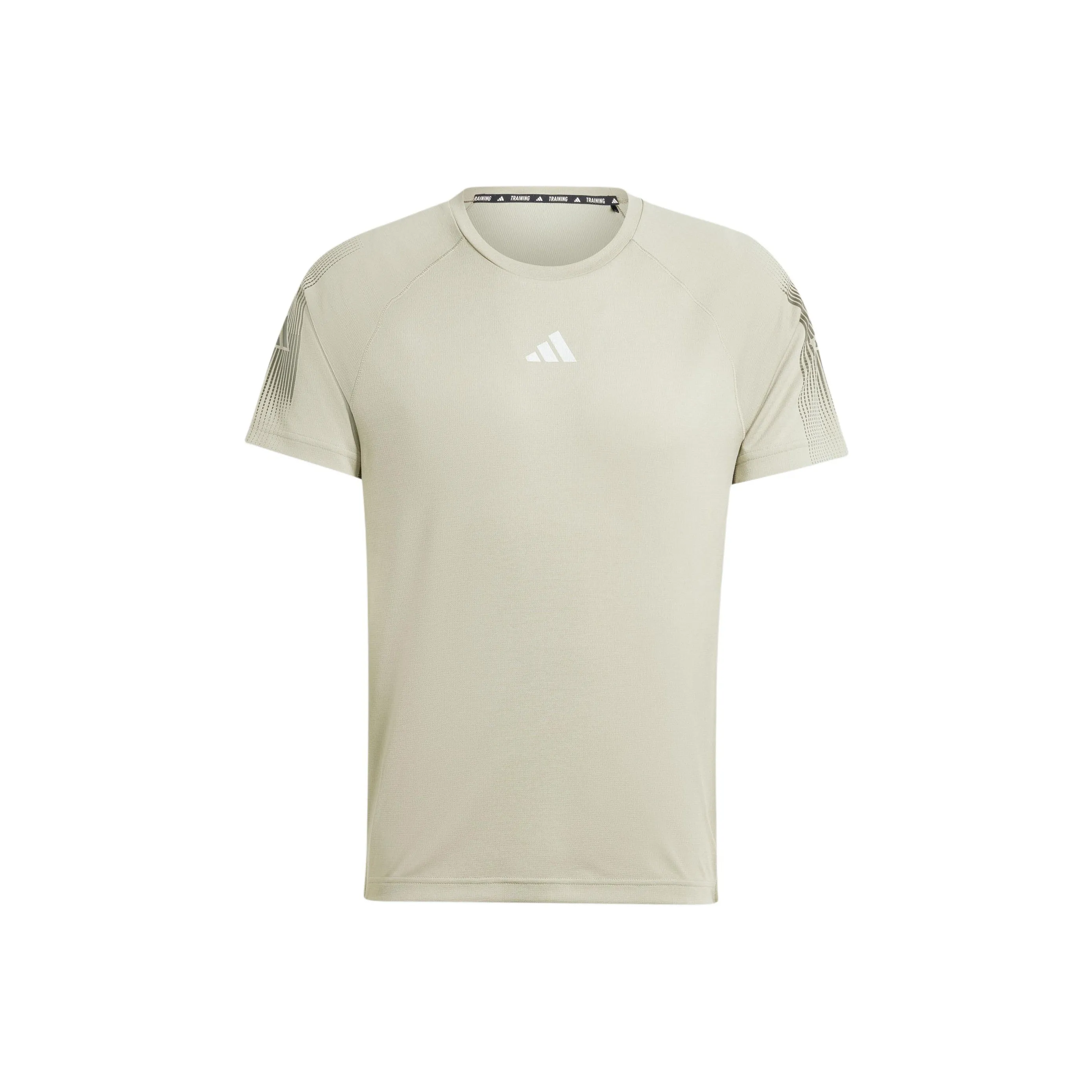 Adidas GymGym+ T-Shirt Men's Eggstone Silver Gray/Dark Olive Green