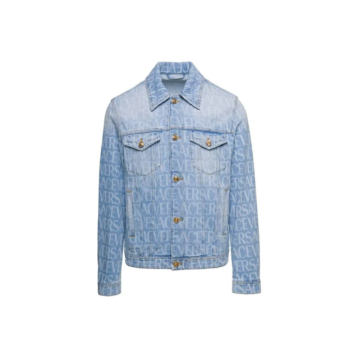 VERSACE Long Sleeved Buttoned Denim Jacket