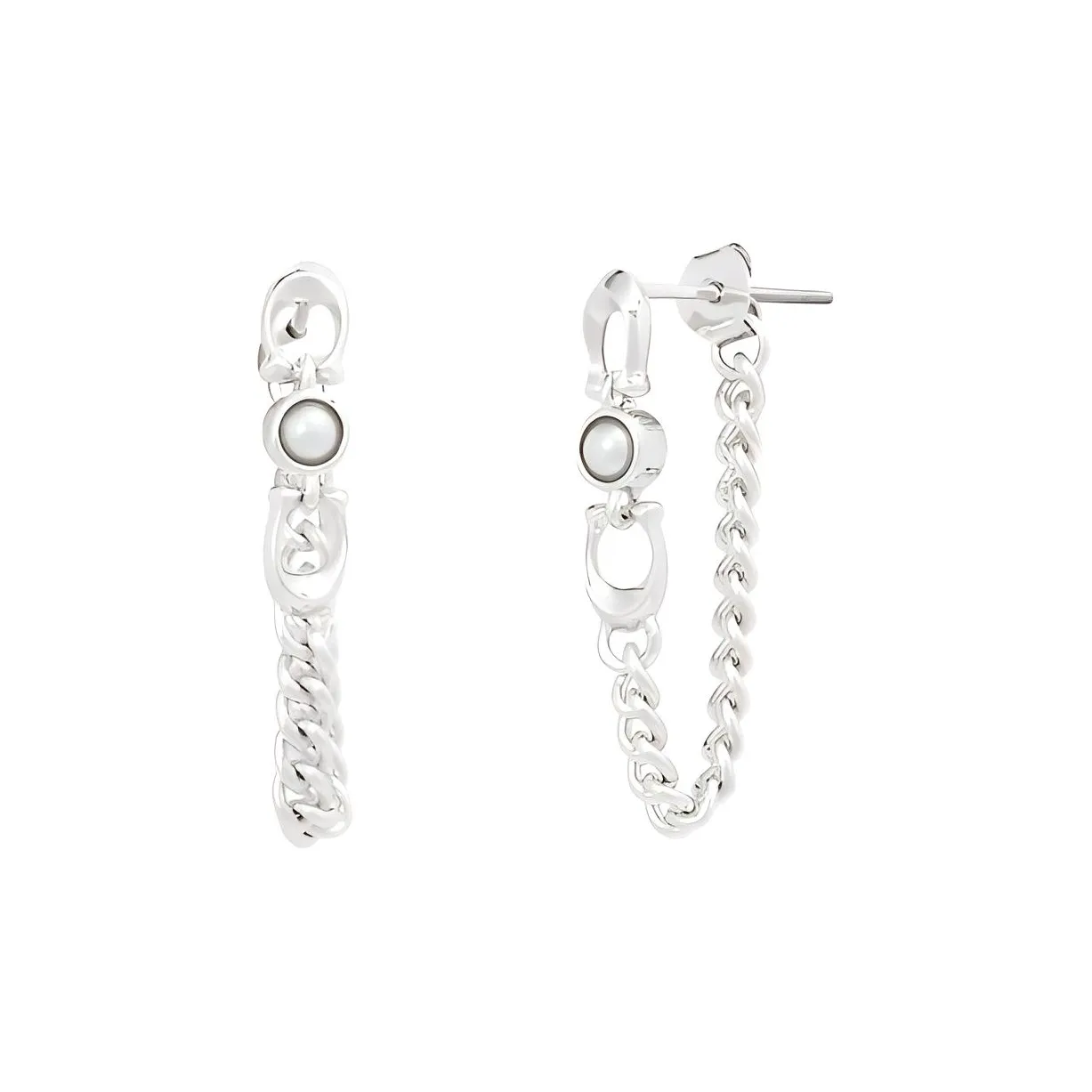 COACH Pearl Earrings Women's Silver
