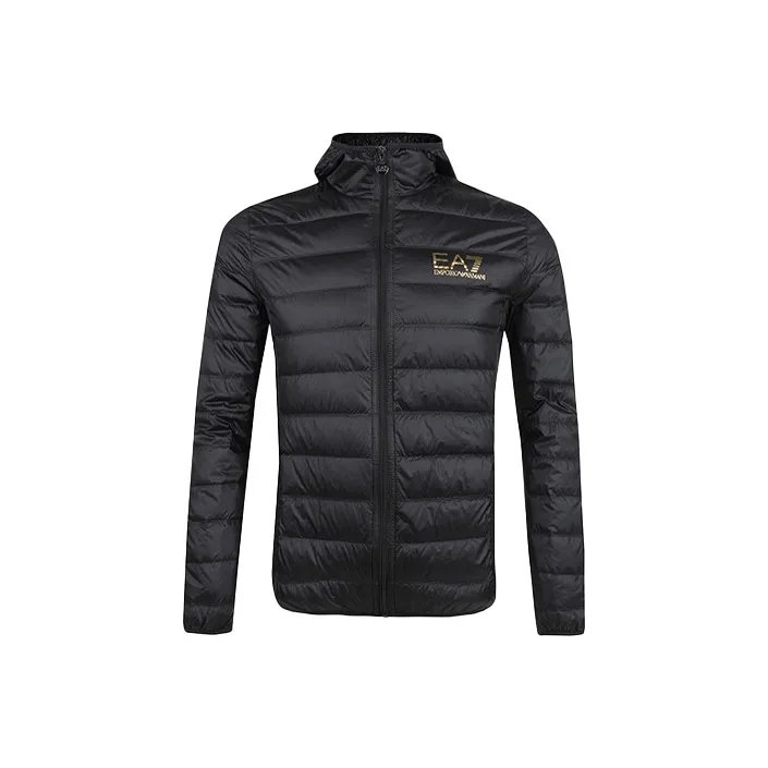 EMPORIO ARMANI EA7 Down Jacket Men's Black Gold