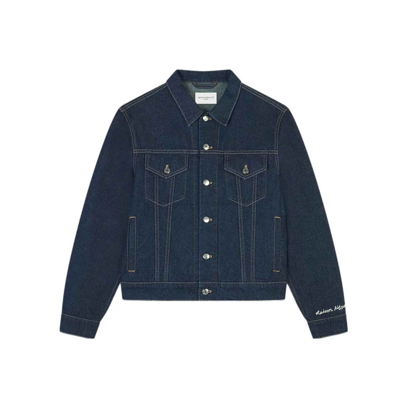Maison Kitsune Logo embroidered Cotton Denim Jacket