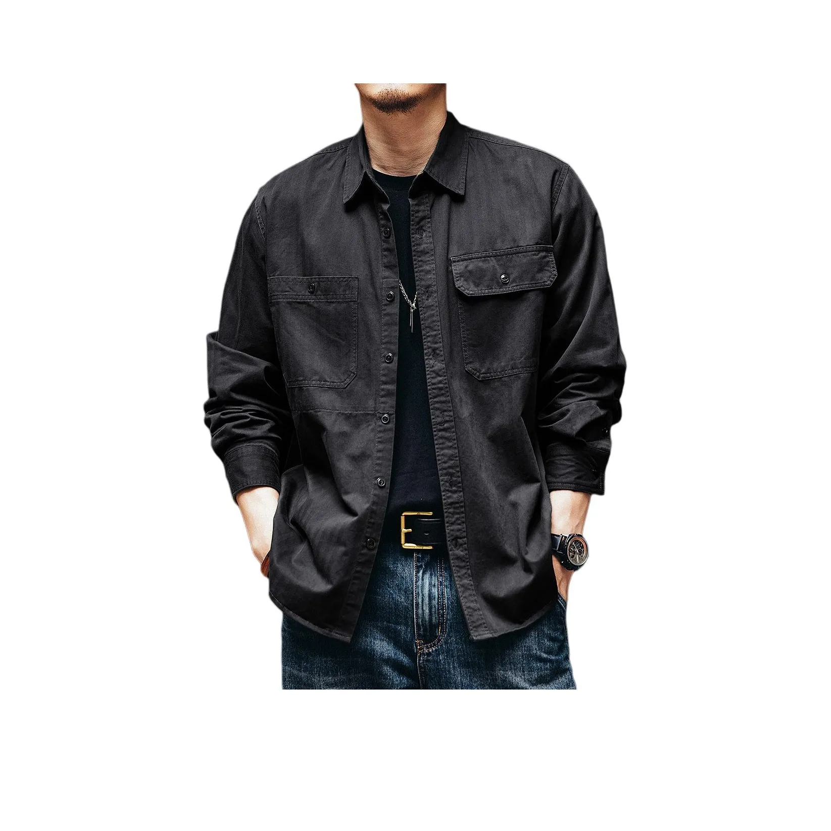 GELANLU Летняя рубашка свободный крой унисекс