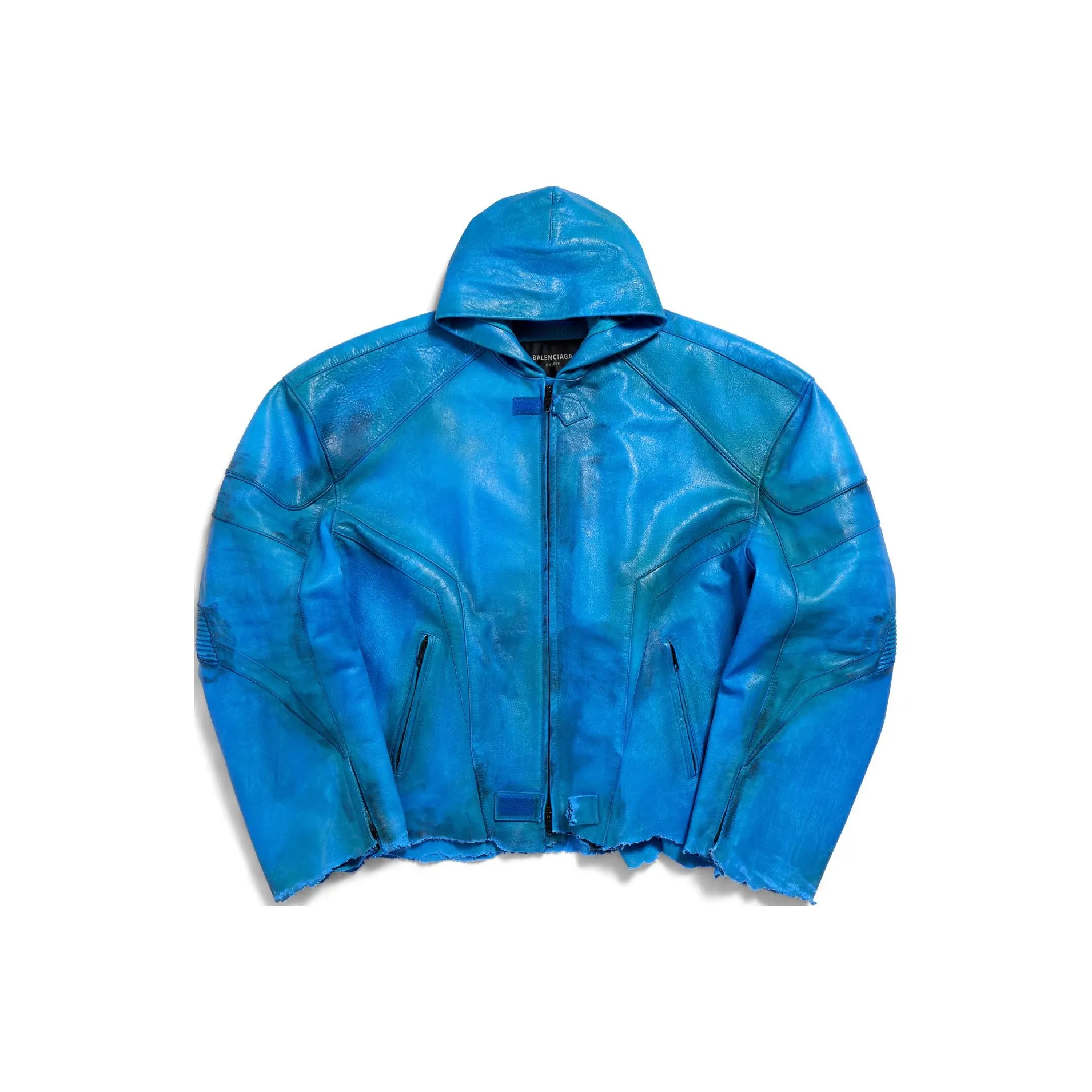 Balenciaga Hooded Biker Jacket PWPUFSX36 Jackets & Coats Loose Fit Men's Blue