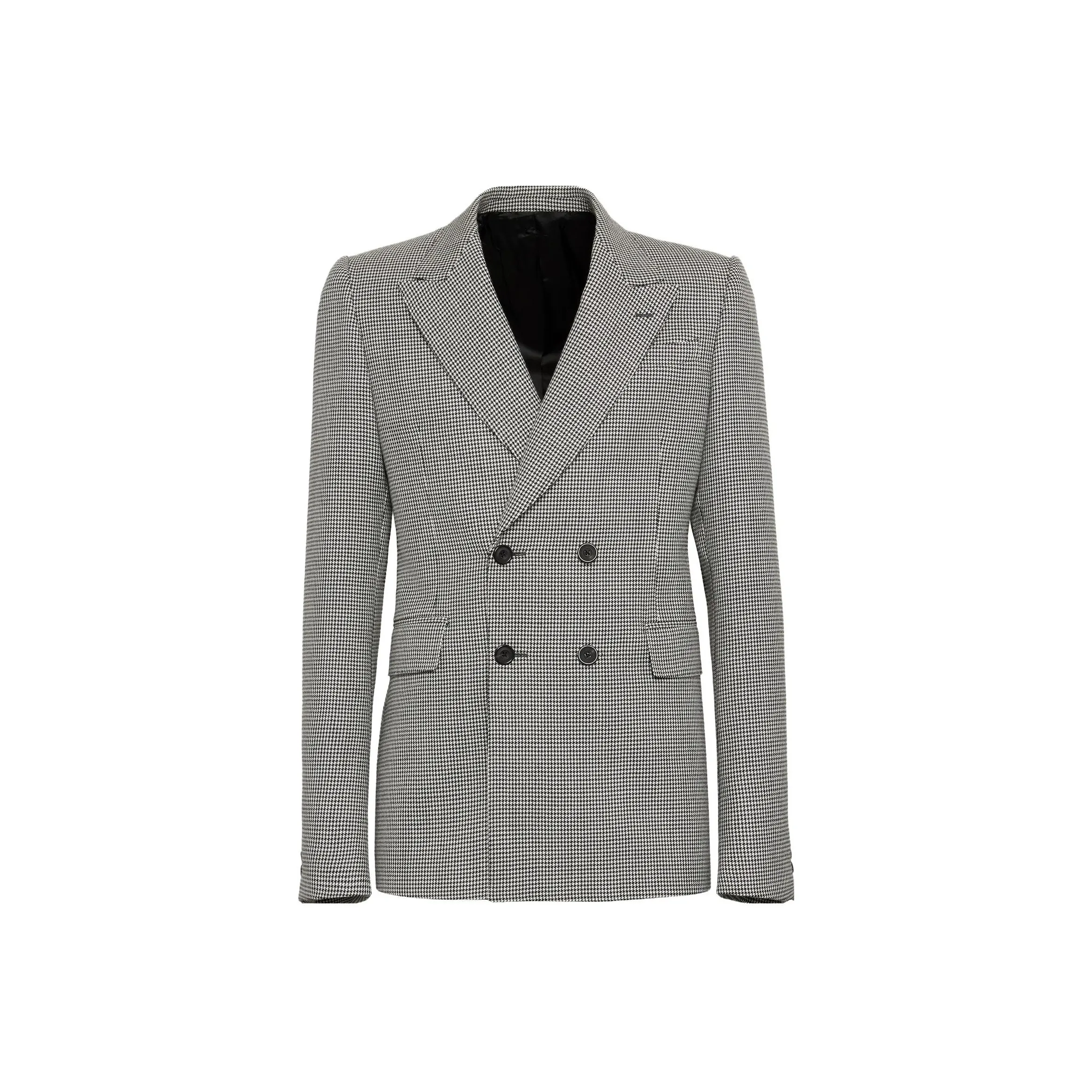 Alexander McQueen Houndstooth Printed Double Breasted Tailored Blazer