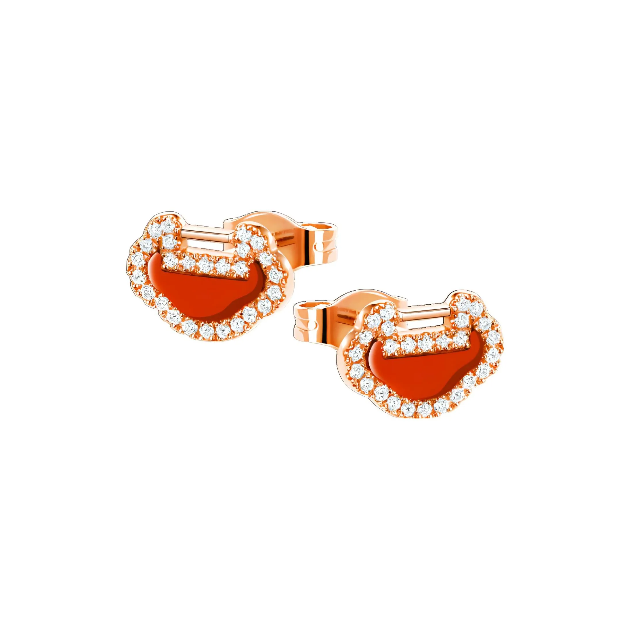 Qeelin Yu Yi Stud Earrings Women's Rose Gold, Red