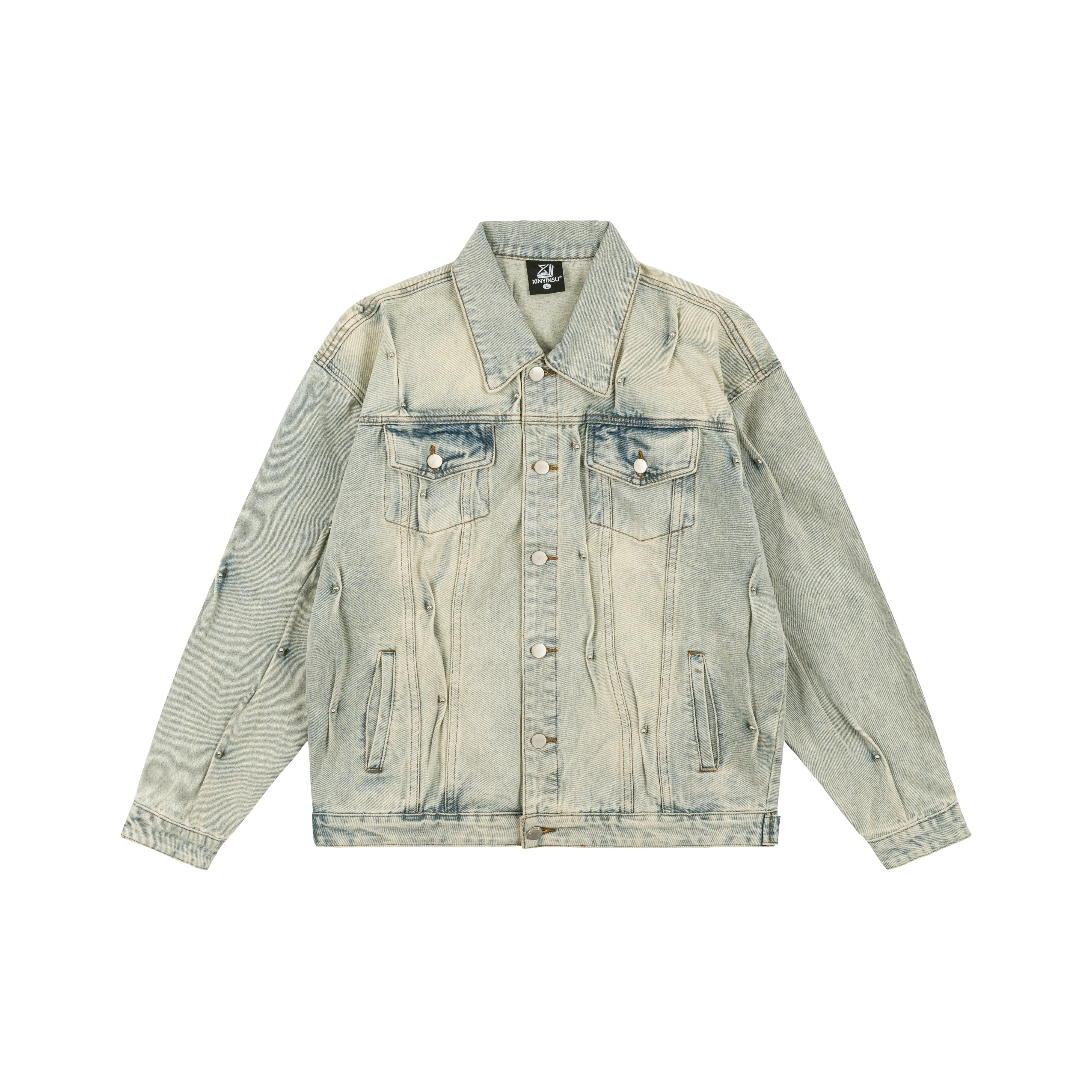 XINYINSU Деним Куртка Унисекс Желтый Грязь