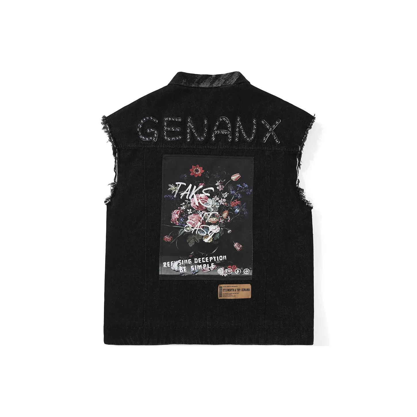 GENANX Lapel Loose Fit Vest Unisex Black Gray Color