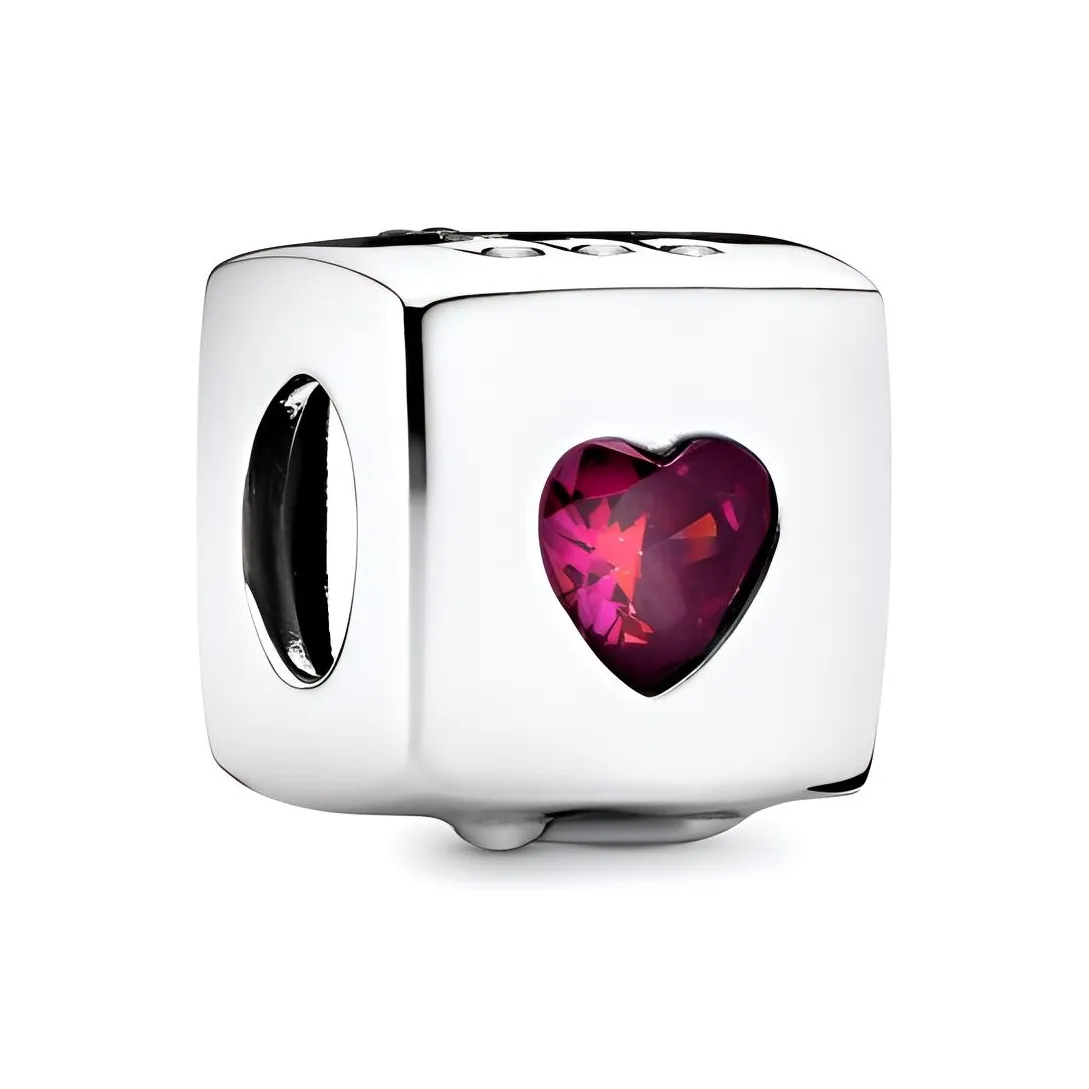 Pandora Sterling Silver 925 пробы, Cubic Zirconia Ювелирные аксессуары Красный/Серебряный Женские